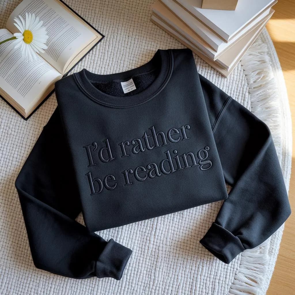 Embroidered Book Lover Sweatshirt, Minimalist Reader Gift - image 4