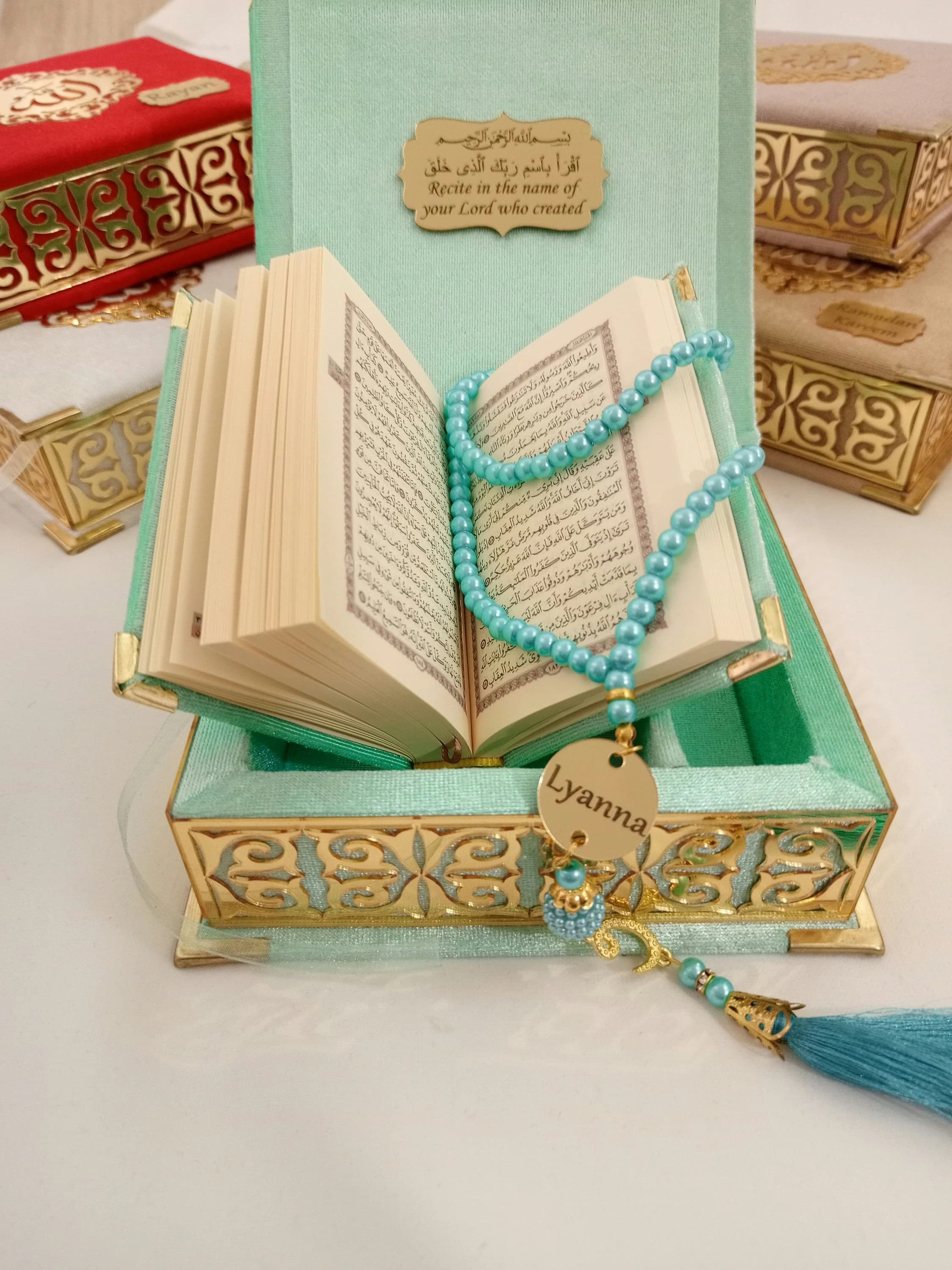 Personalized Prayer Velvet Quran |  Prayer Beads Islamic Gift Set | Eid Gift | Wedding Favors | Birthday Gift | Ramadan Mubarak - image 5