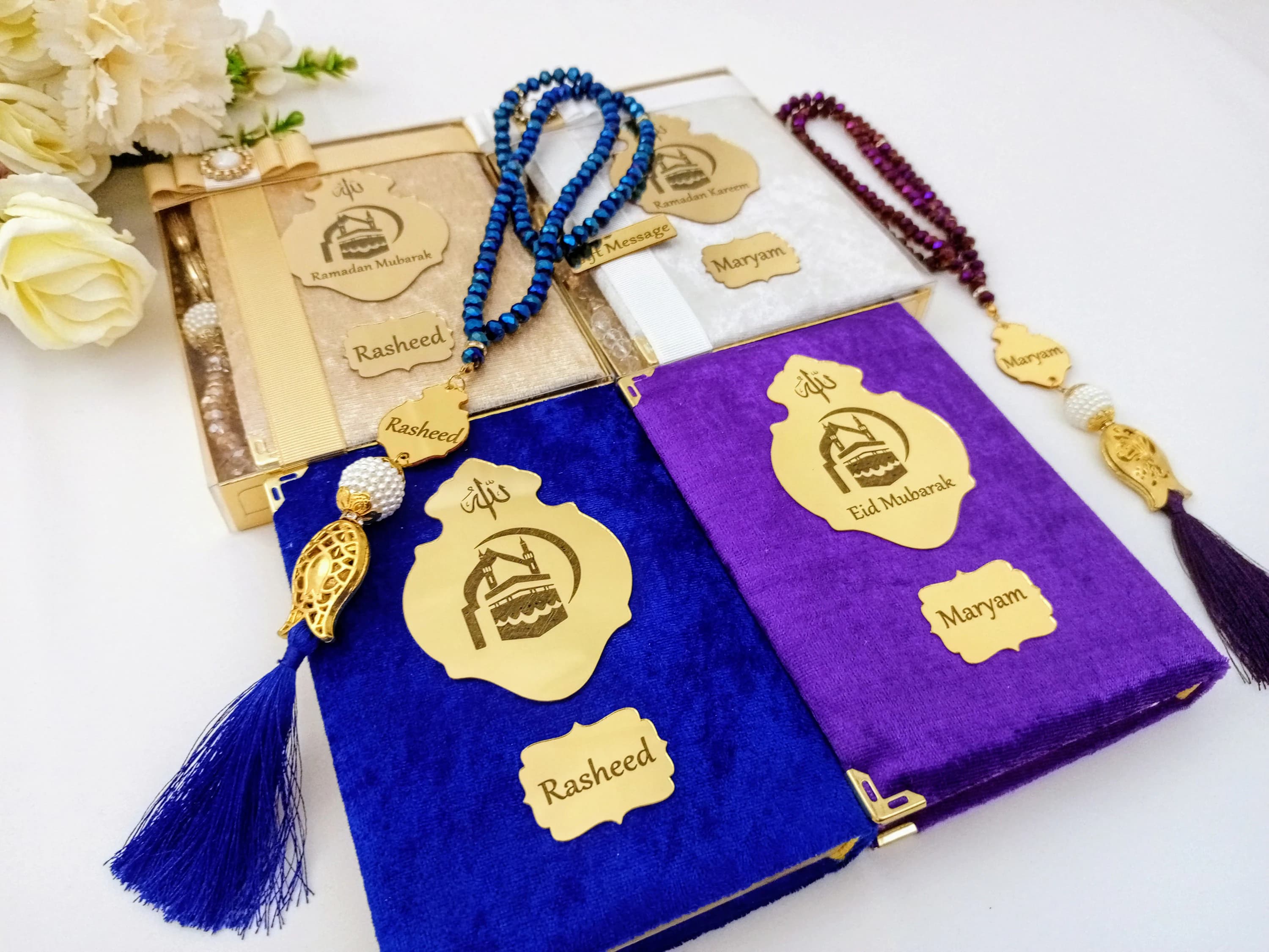 Personalized Prayer Velvet Quran Crystal Prayer Beads Islamic Gift Set | Eid Gift | Wedding Favors | Birthday Gift | Ramadan Mubarak - image 5