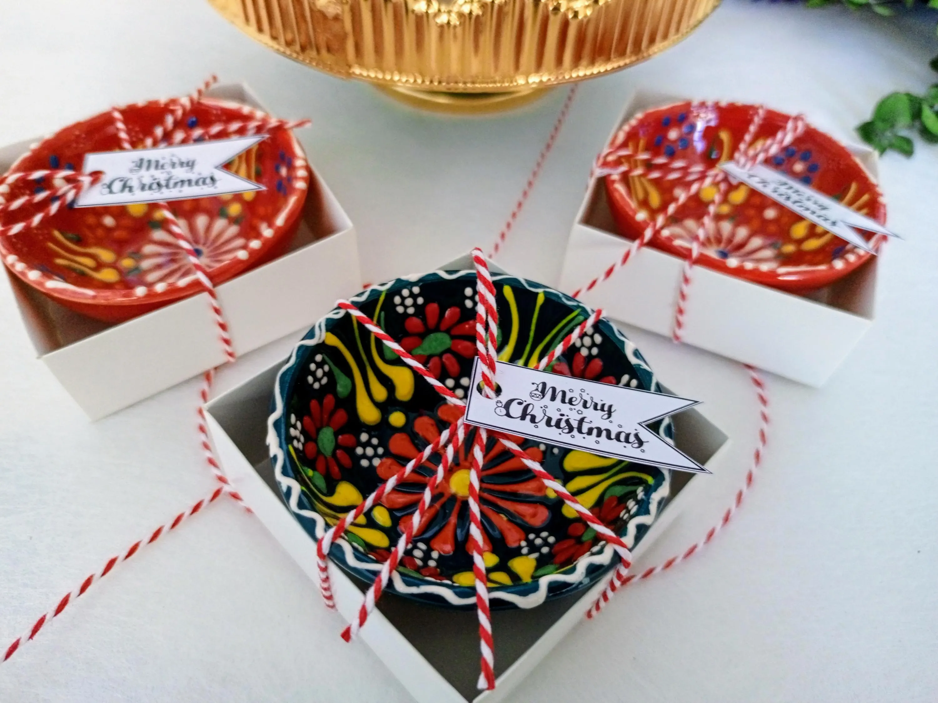 Christmas gift patterned Ceramic Bowl favors, bridal gift bowl, colorful tile bowl,Wedding Bulk Favors, Rustic Wedding Candy Boxes