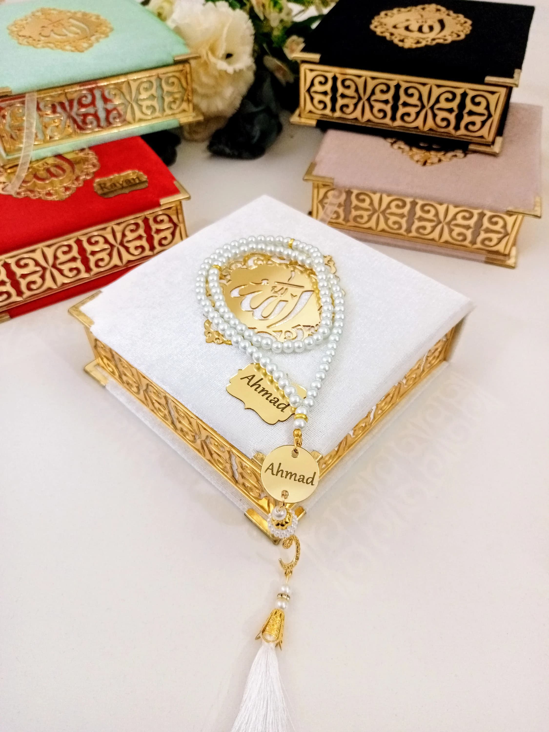Personalized Prayer Velvet Quran |  Prayer Beads Islamic Gift Set | Eid Gift | Wedding Favors | Birthday Gift | Ramadan Mubarak - image 2