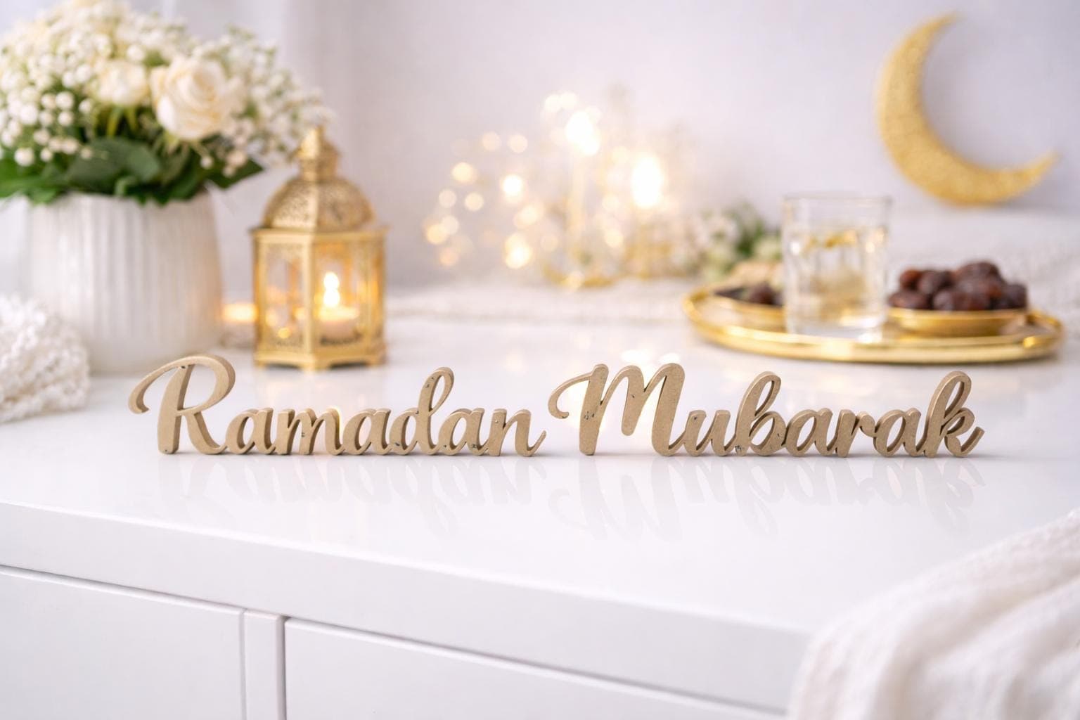 Eid Mubarak Table Decor | Islamic Eid Centerpiece | Muslim Home Decoration | Optional Ramadan Sign