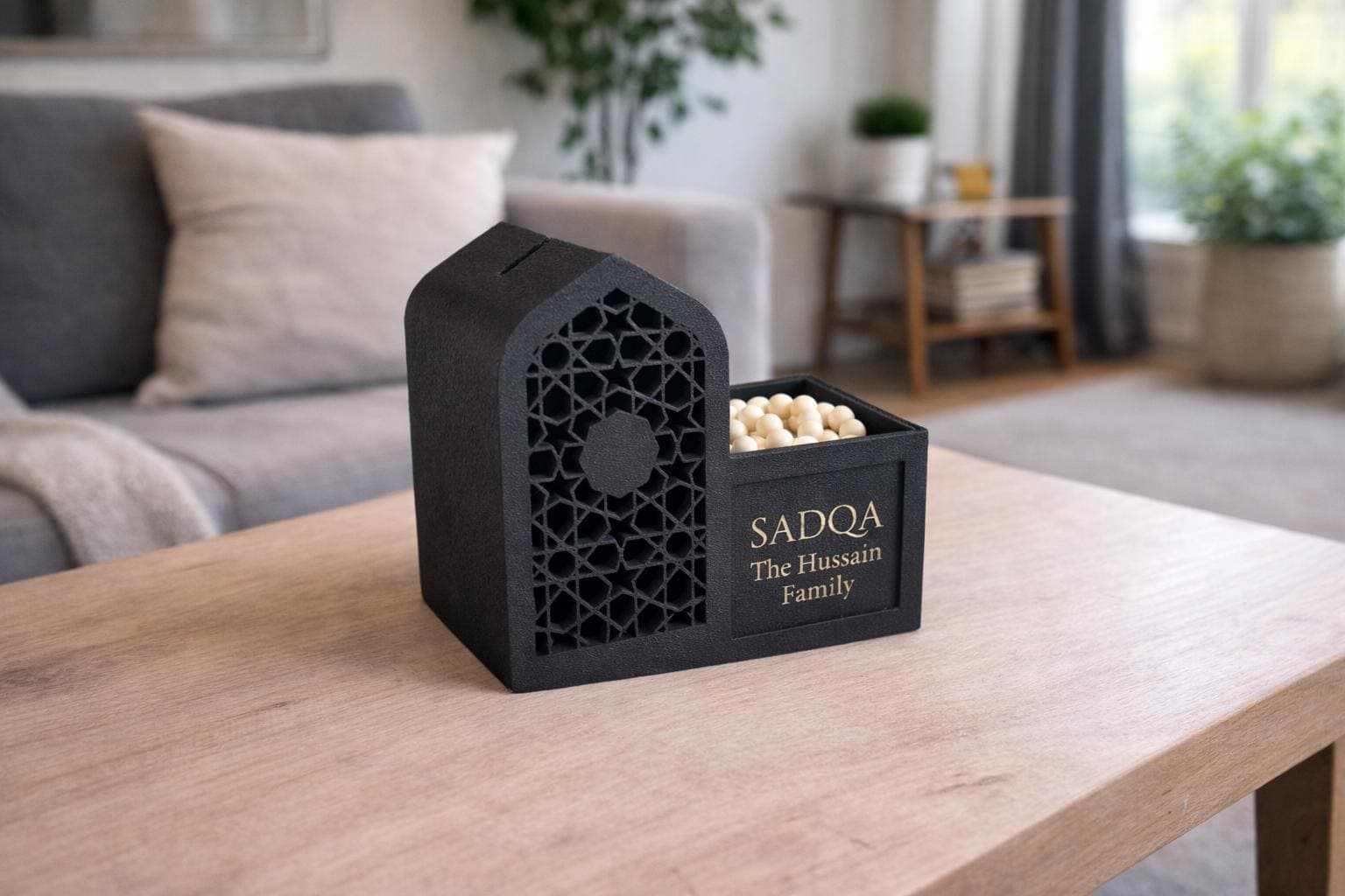 Sadaqah Box & Tasbeeh Holder | Islamic Charity Box | Personalised Family Sadaqah Box | Eid Gift | Muslim Home Decor
