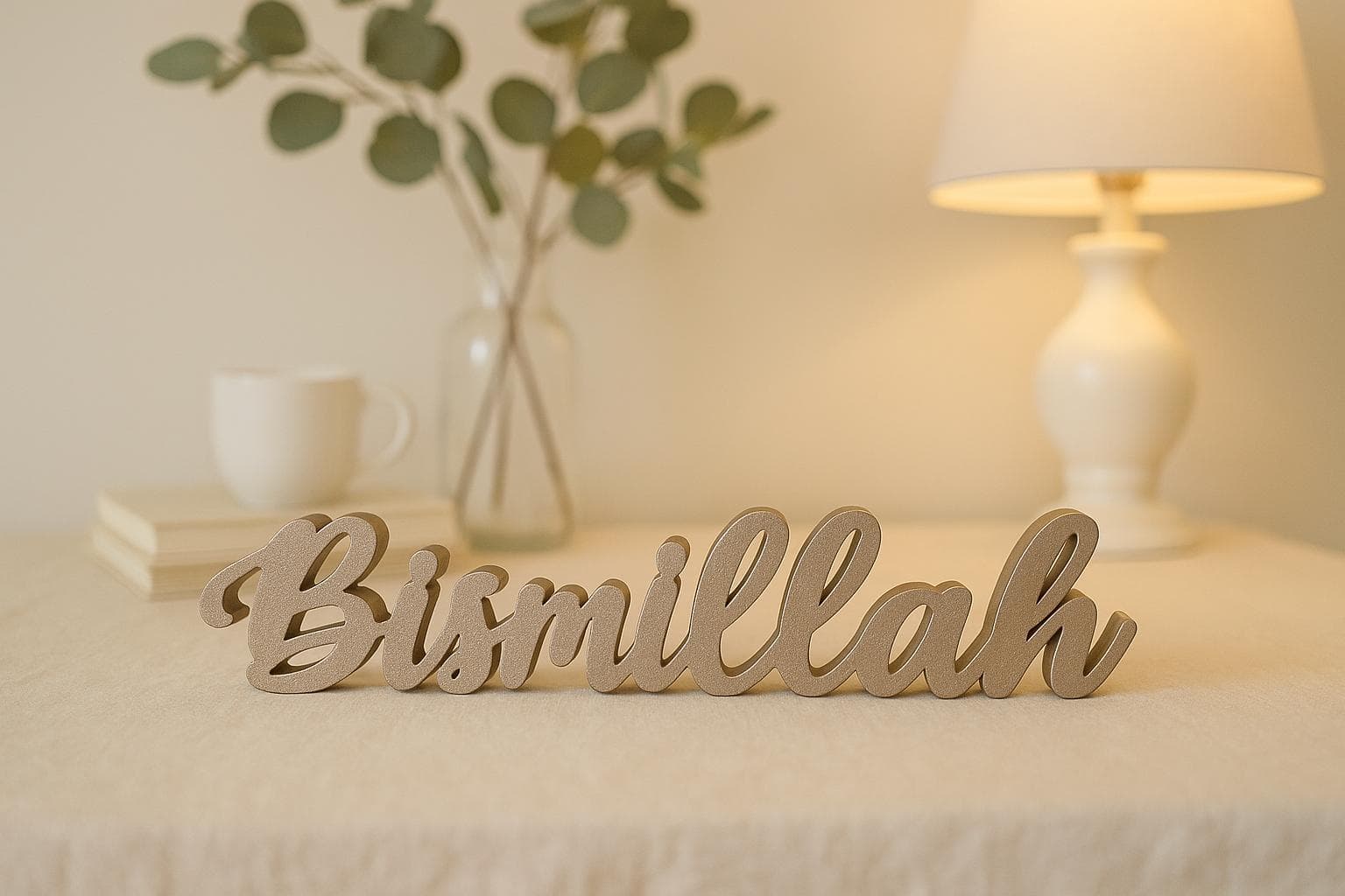 Bismillah Table Decor –Ramadan decor- Personalized Islamic Home Decor – Muslim Gift for Home & Housewarming