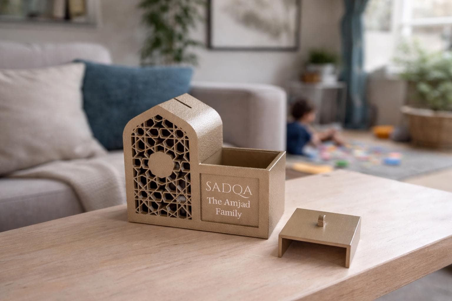 Sadaqah Box & Tasbeeh Holder | Islamic Charity Box | Personalised Family Sadaqah Box | Eid Gift | Muslim Home Decor