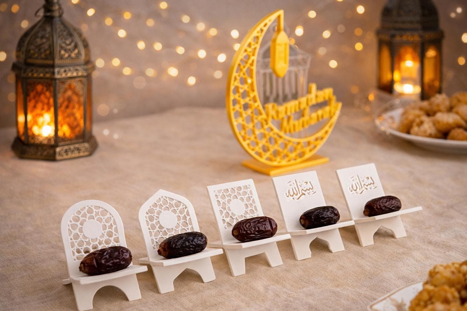 Ramadan Date Stand – 3D-Printed Islamic Table Décor – Custom Eid & Celebration Centerpiece