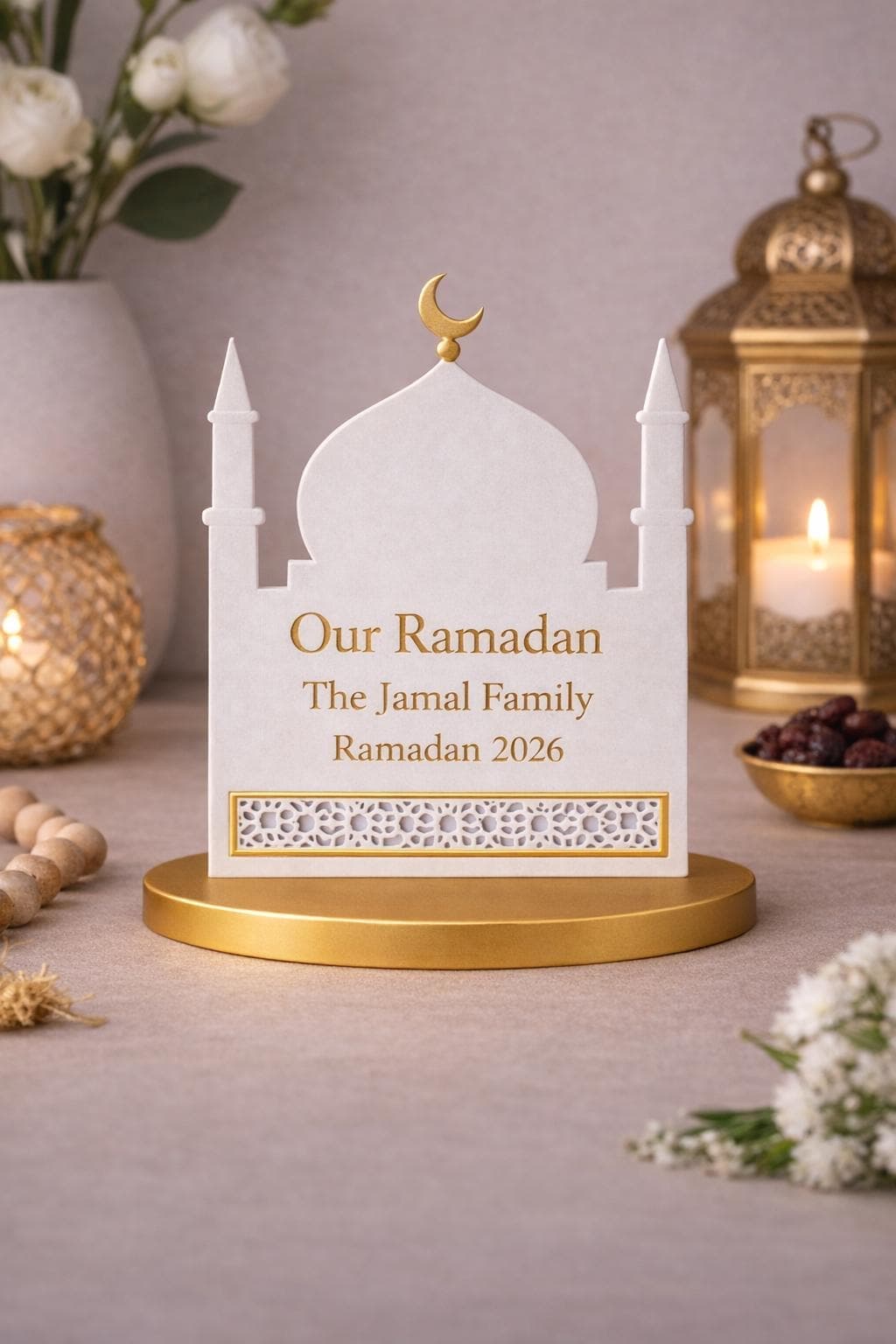 Our Ramadan Family Mosque Plaque | Personalised Islamic Ramadan Decor | 3D Printed Ramadan Decoration | Eid Gift - image 3