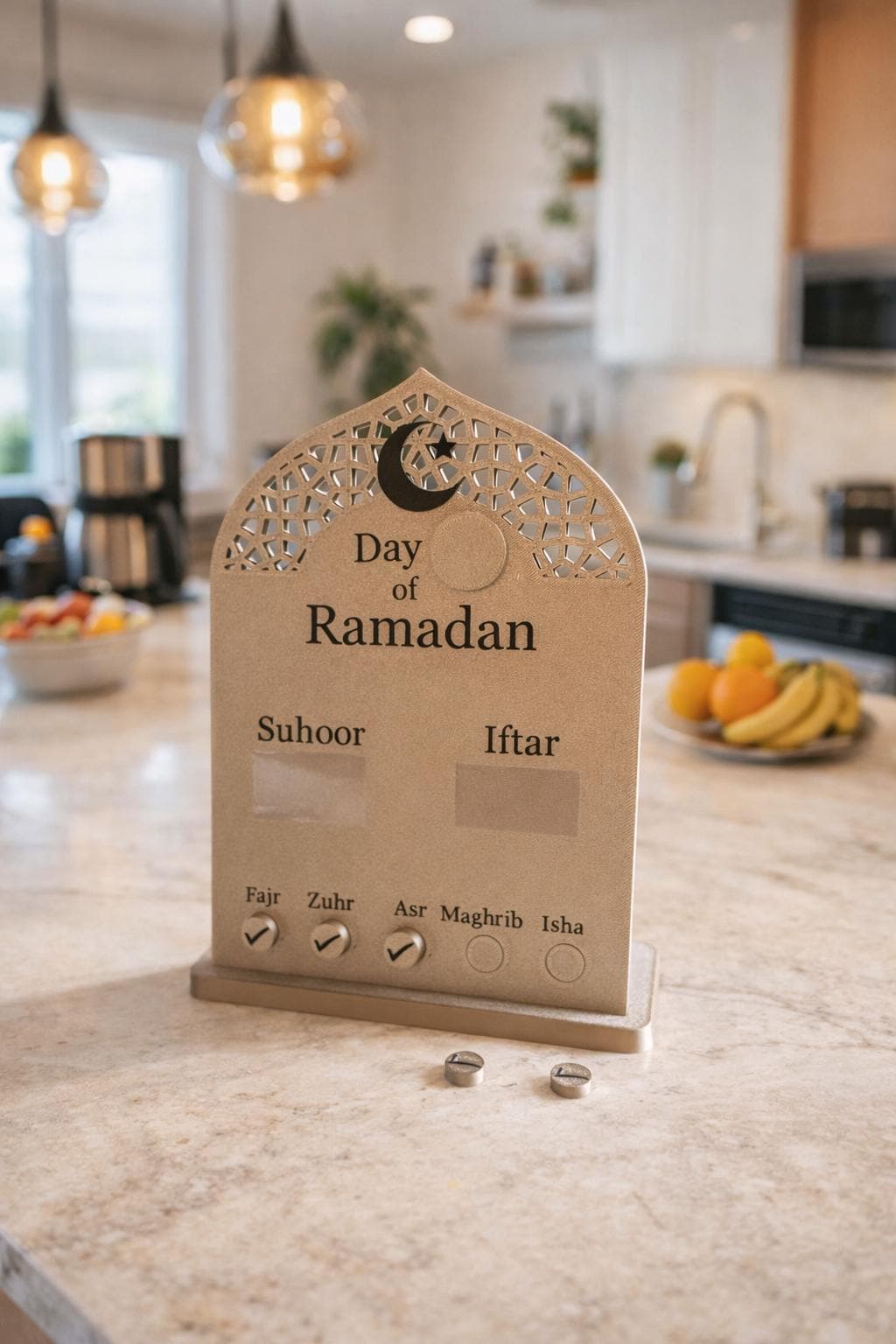 Ramadan Day and Prayer Tracker | Ramadan Decor | Reusable Islamic Home Décor with Magnetic Prayer Markers - image 3
