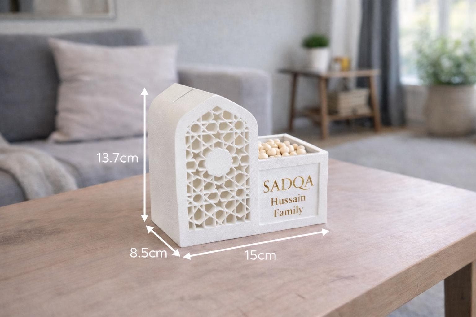 Sadaqah Box & Tasbeeh Holder | Islamic Charity Box | Personalised Family Sadaqah Box | Eid Gift | Muslim Home Decor
