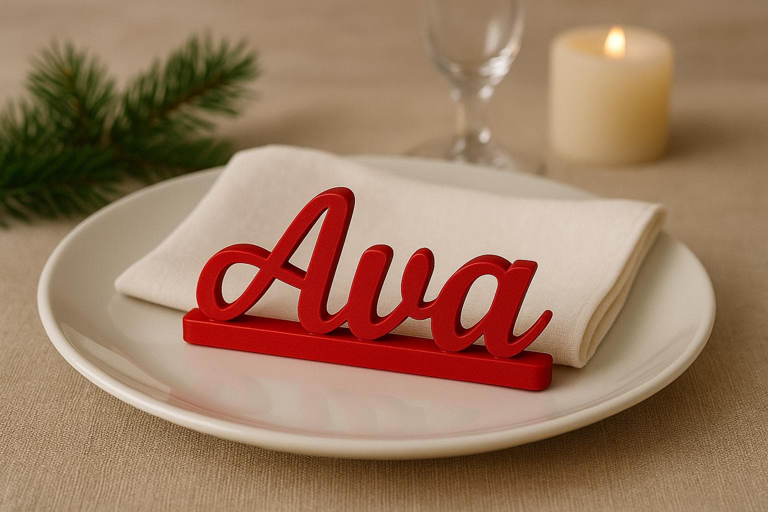 Custom 3D Printed Name Place Cards – Christmas Table Decor – Holiday Hosting – Personalised Name Sign – Stocking Tag – Xmas Table Setting