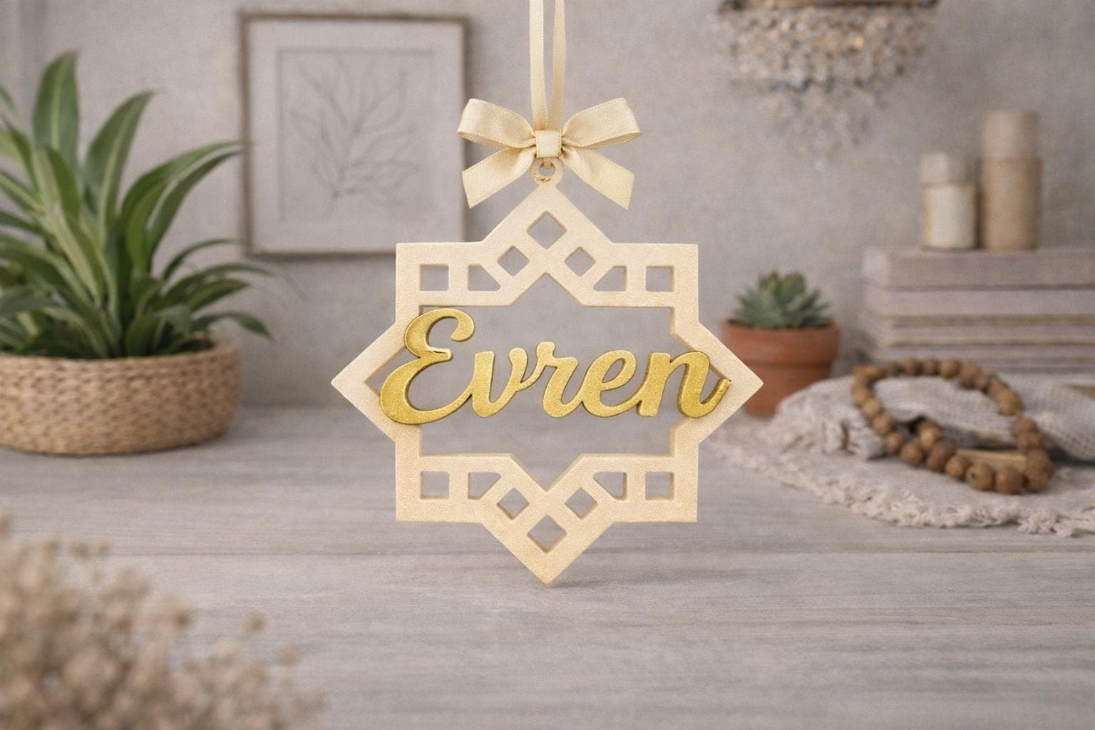 Personalised Islamic Geometric Star Ornament | Custom Name Star Decor | Ramadan & Eid Gift | Muslim Home Décor - image 5