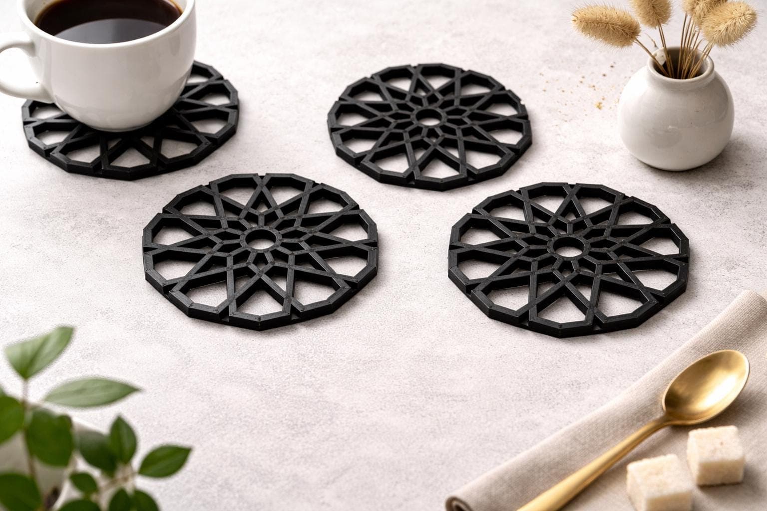 Geometric Coasters | Ramadan Decor | Islamic Moroccan Pattern | 3D Printed Luxury Table Decor | Modern Muslim Home Gift - image 5