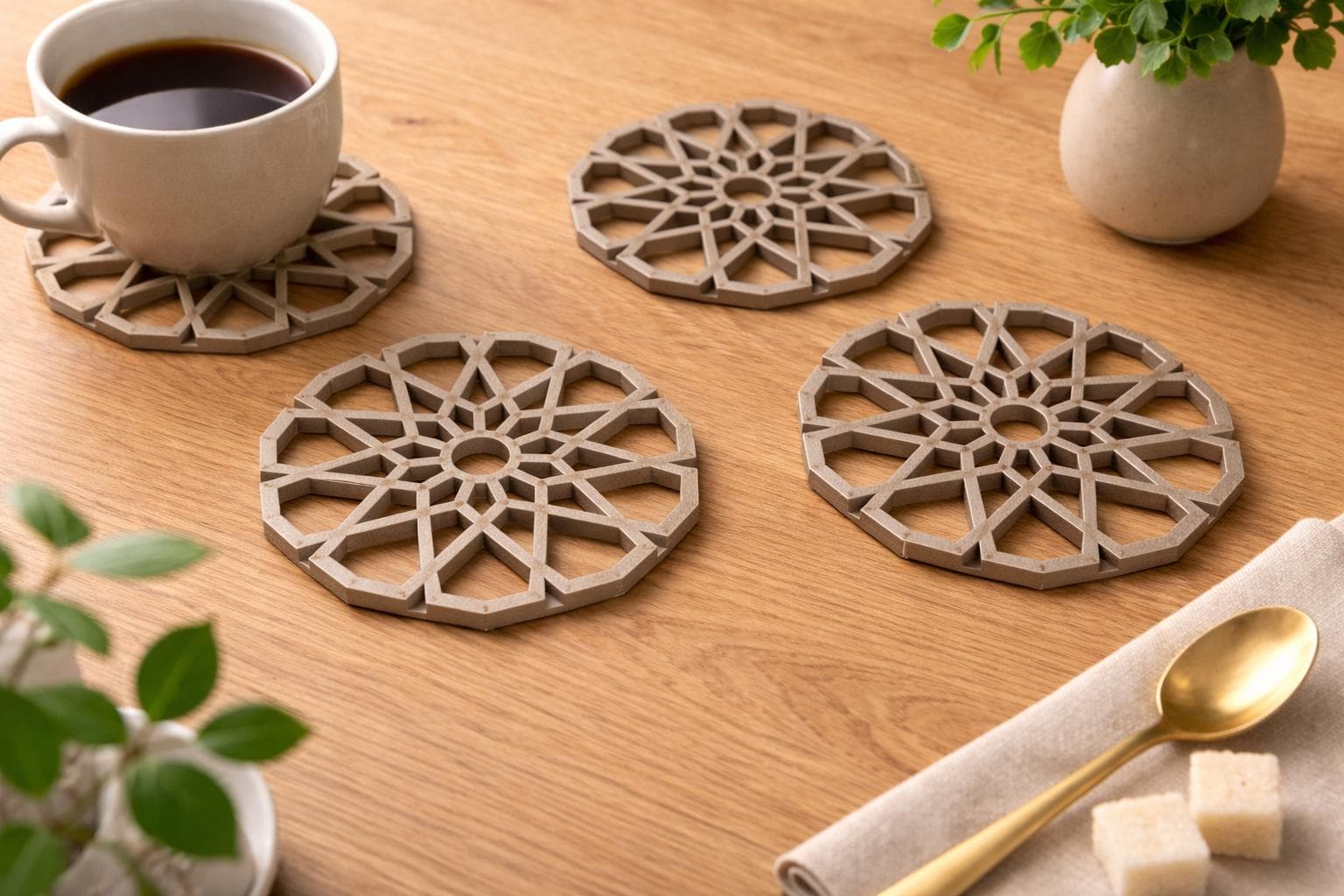 Geometric Coasters | Ramadan Decor | Islamic Moroccan Pattern | 3D Printed Luxury Table Decor | Modern Muslim Home Gift - image 3