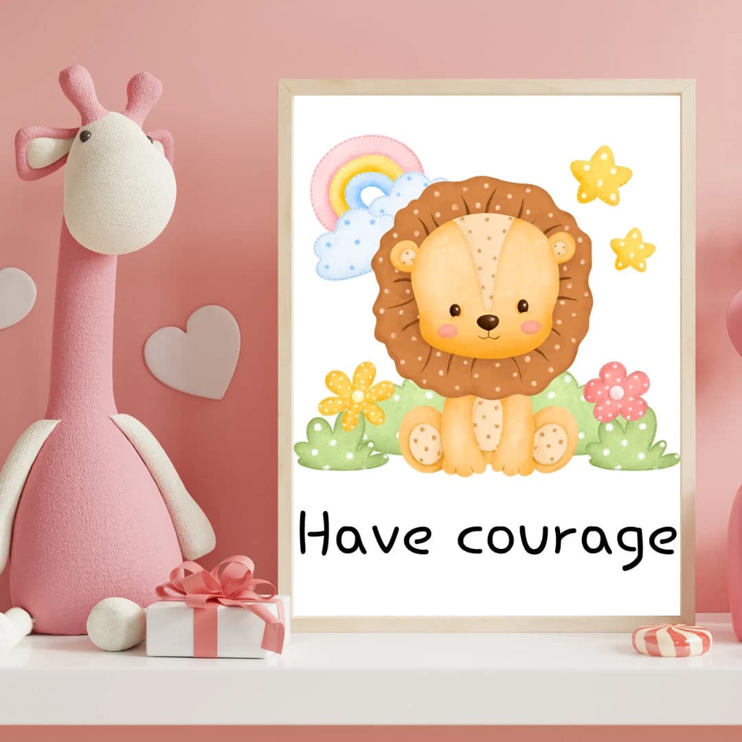 Animal Baby Nursery Wall Art Set - Stand Tall, Dream Big, Be Unique, Have Courage - image 2