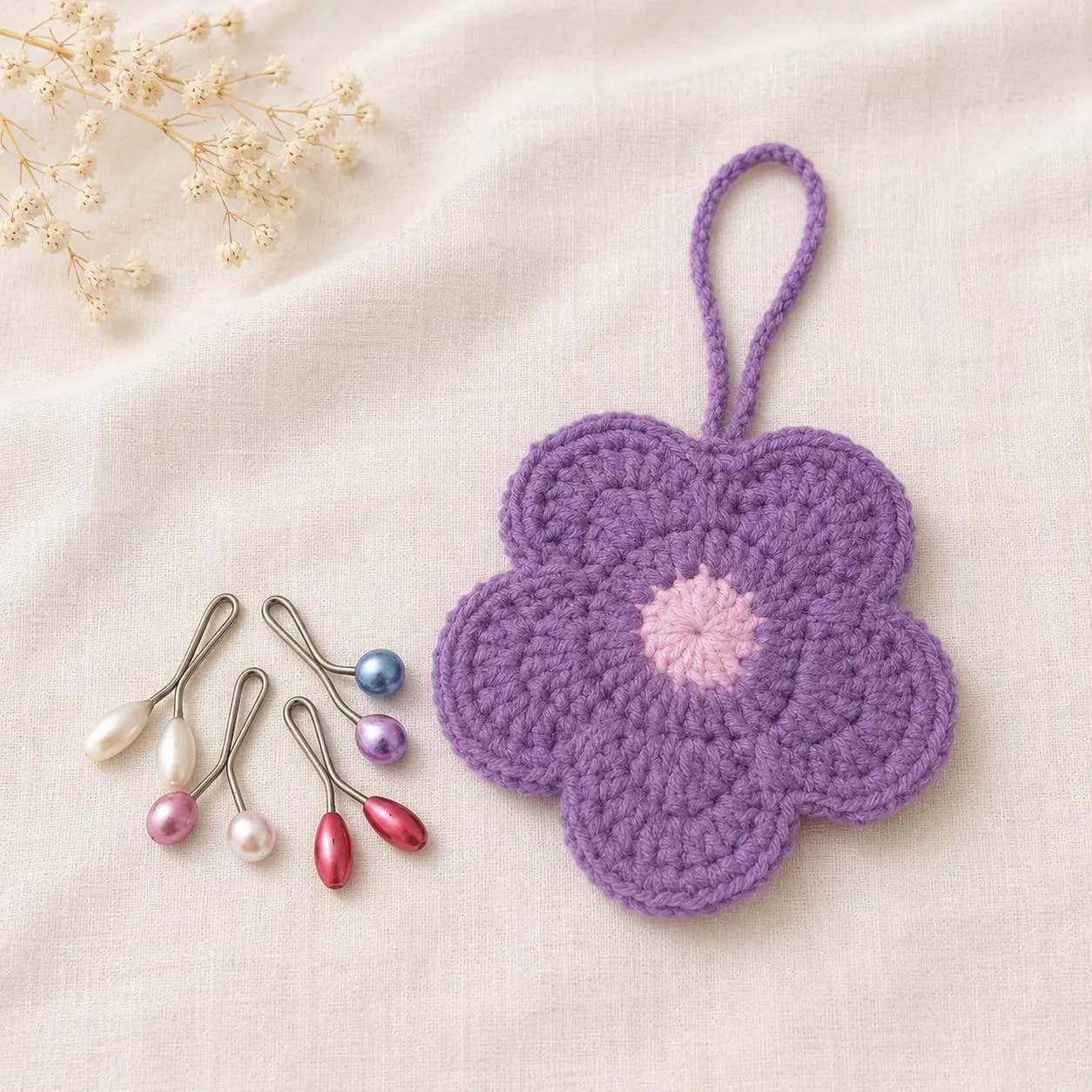 Handmade Crochet Flower Pouch, Hijab Pin Holder, Mini Jewelry Bag, Travel Ring Case, Colorful Gift for Her - image 3