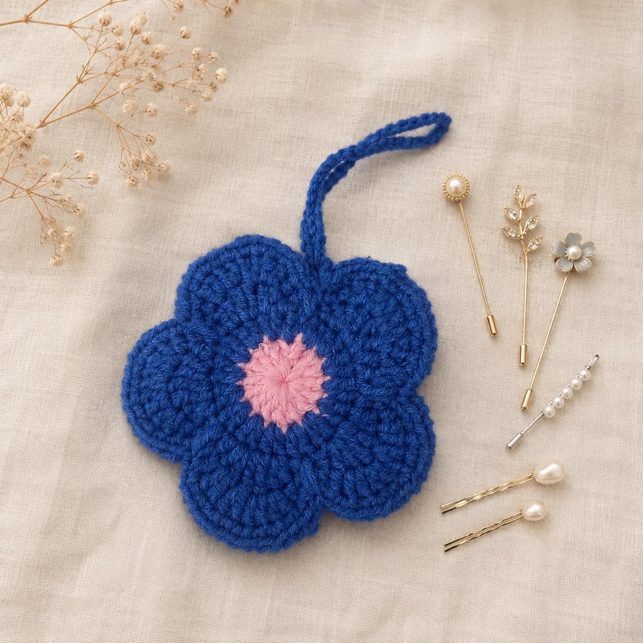 Handmade Crochet Flower Pouch, Hijab Pin Holder, Mini Jewelry Bag, Travel Ring Case, Colorful Gift for Her - image 4