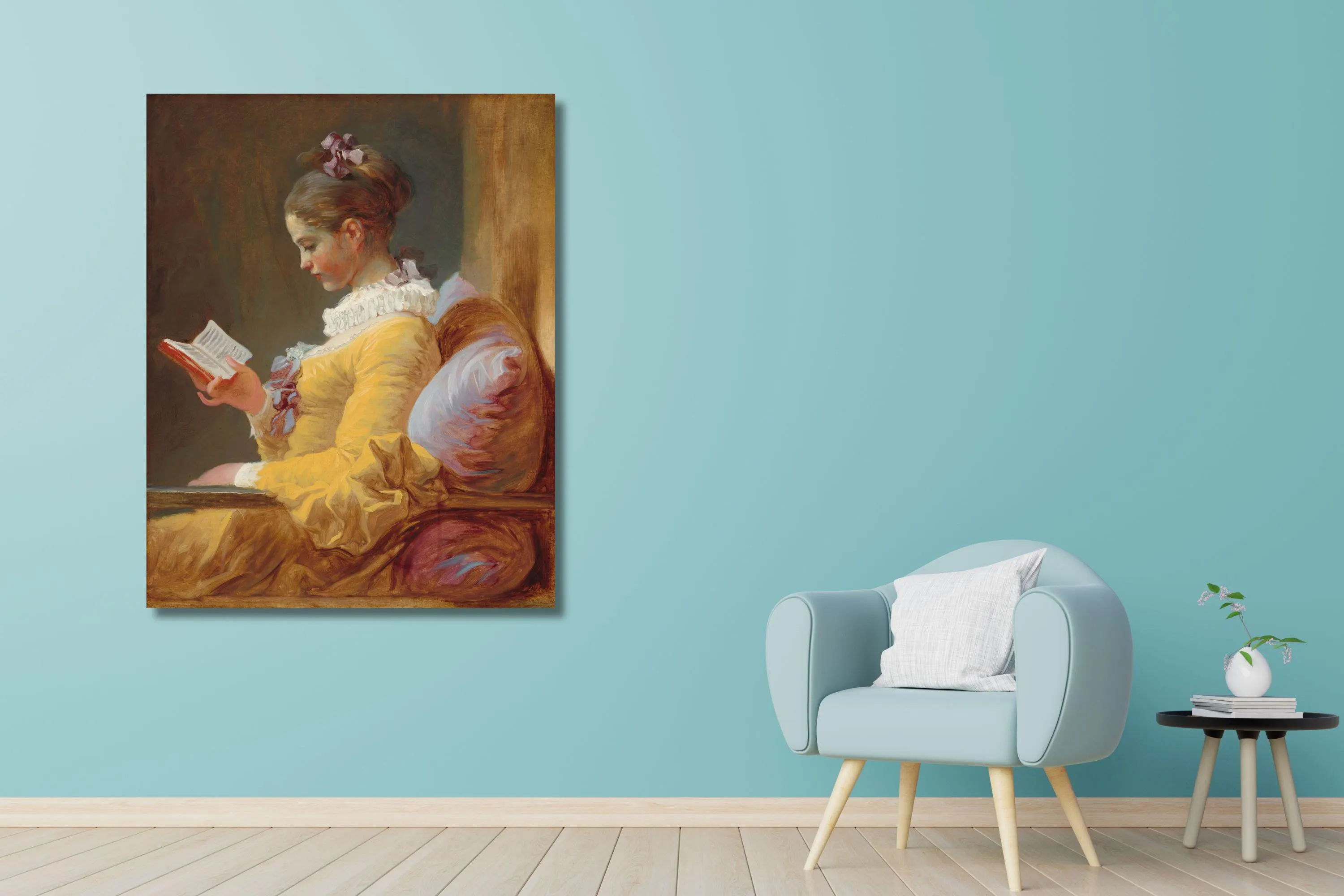 Fragonard: Young Girl Reading Canvas Art Print, Gallery Museum Poster