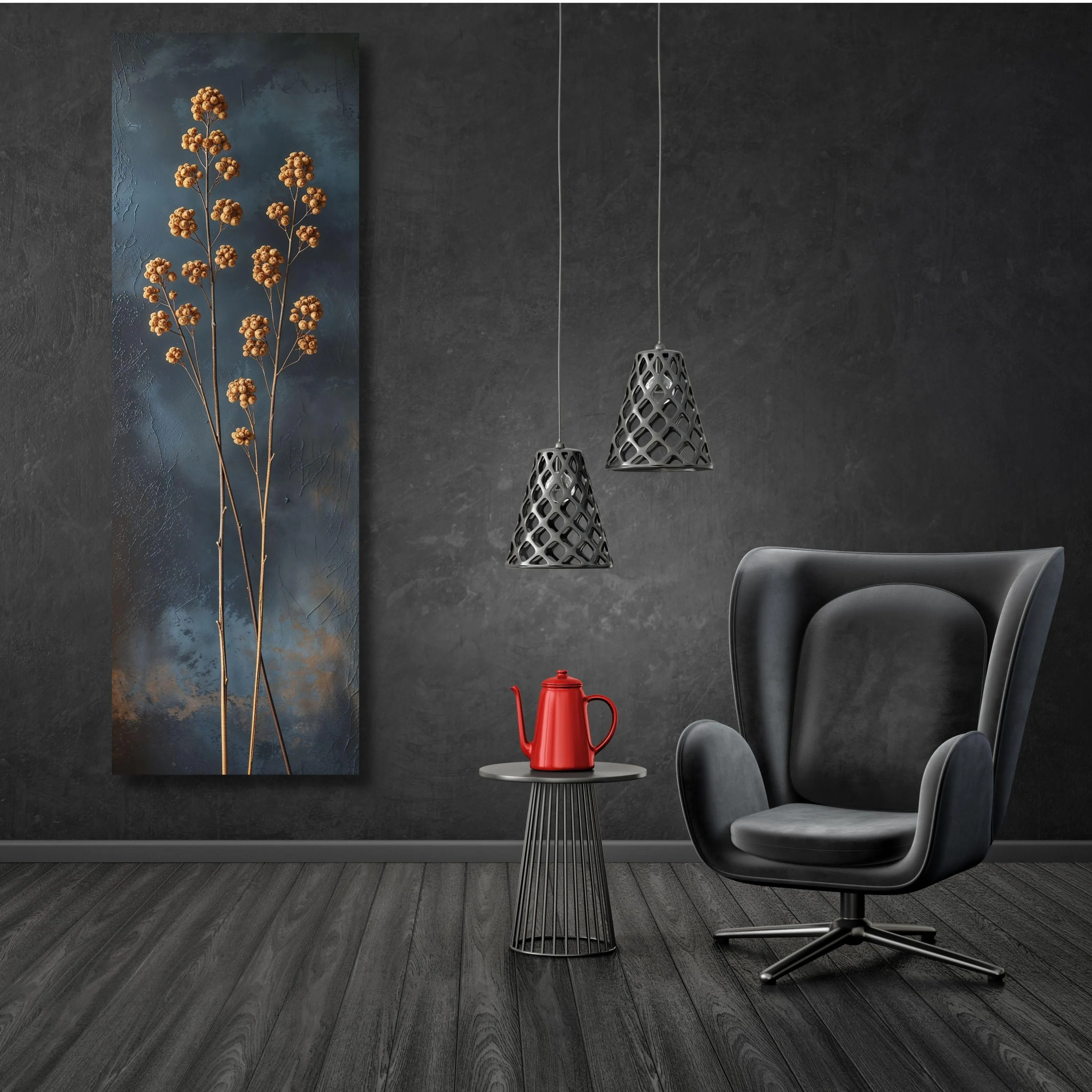 Long Tree Canvas Print: Vertical Minimalist Wall Art,Minimal Botanical Gold Stem Canvas Art/83