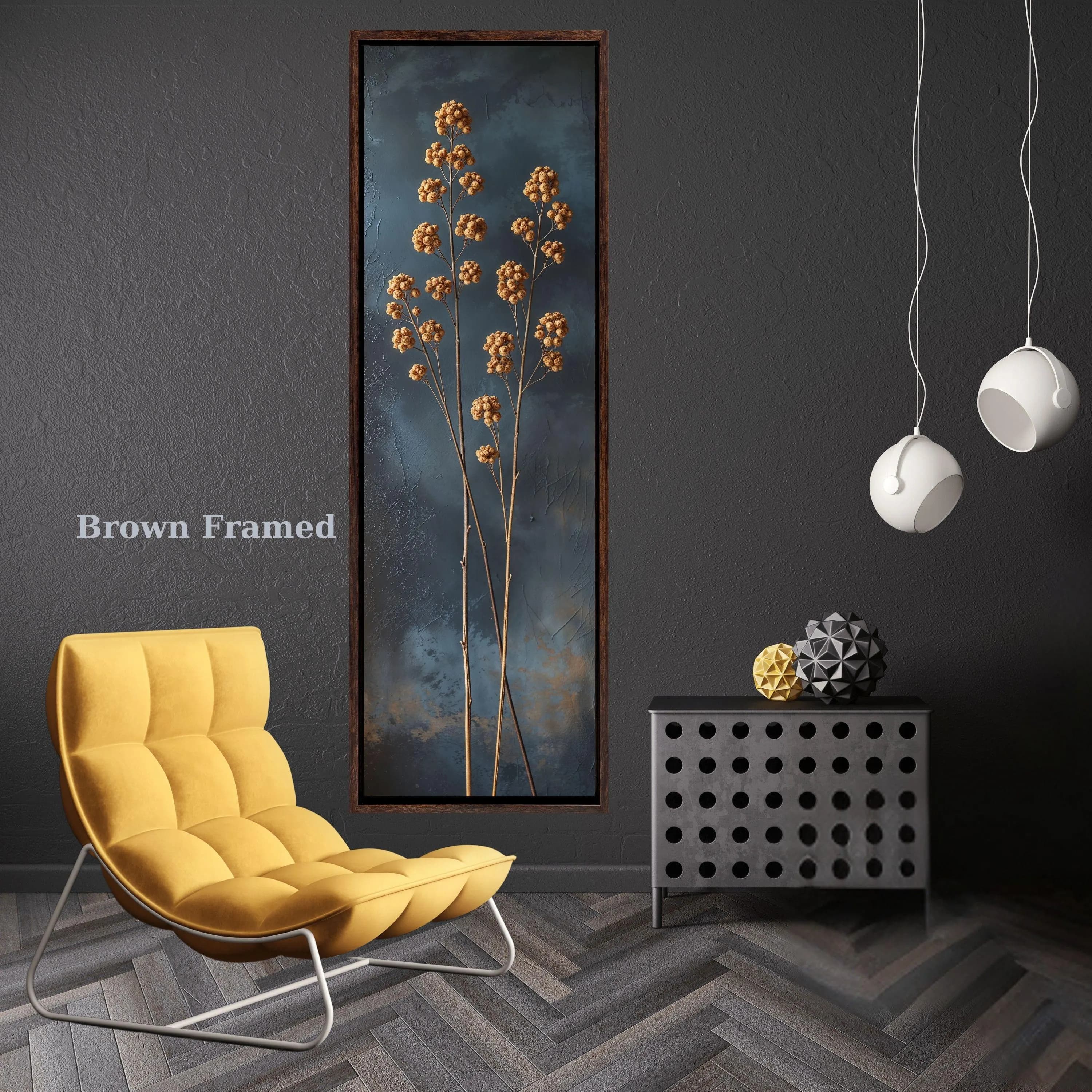 Long Tree Canvas Print: Vertical Minimalist Wall Art,Minimal Botanical Gold Stem Canvas Art/83 - image 5