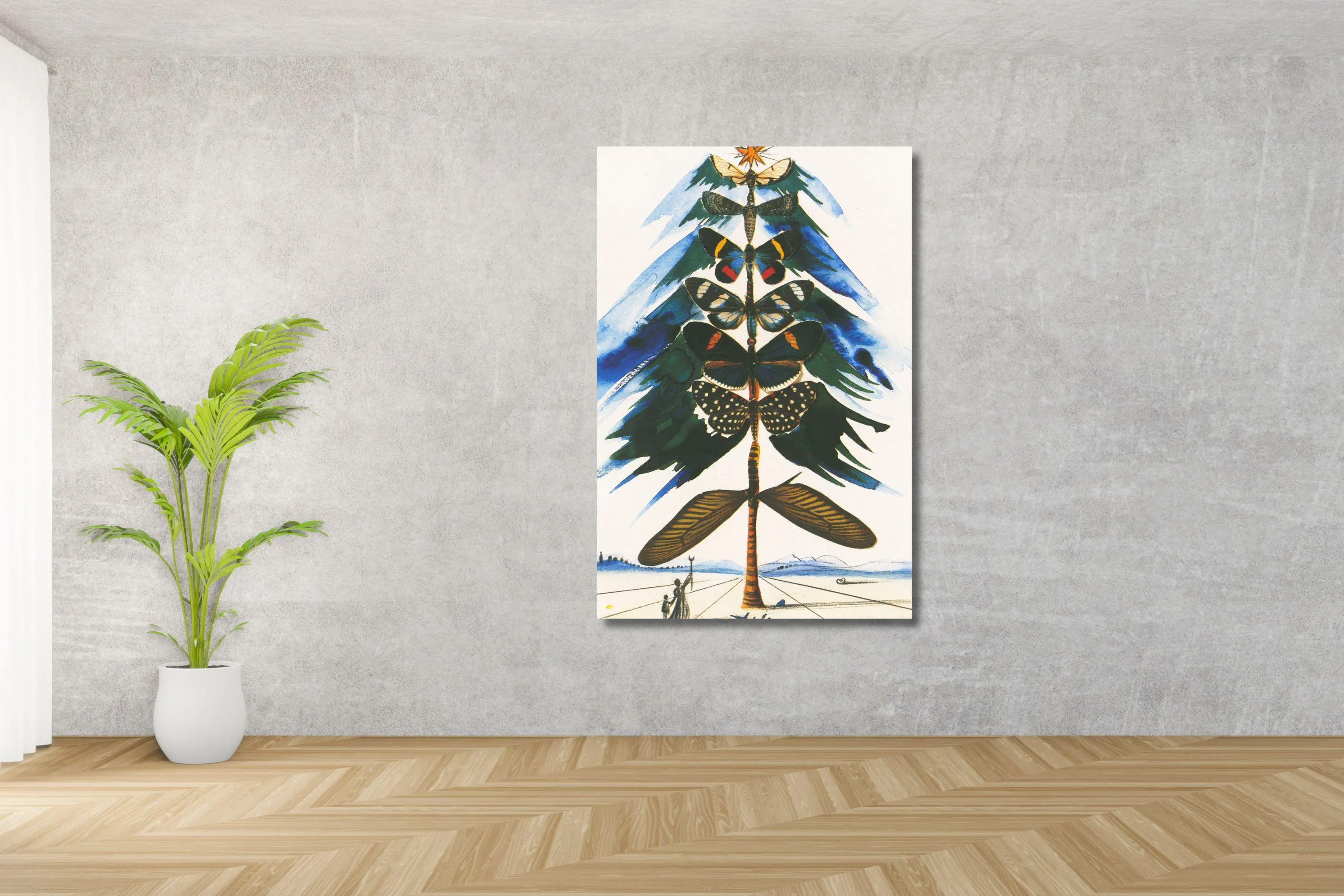 Dali Christmas Tree of Butterflies Art Print: Vintage Hallmark Canvas Poster - image 4