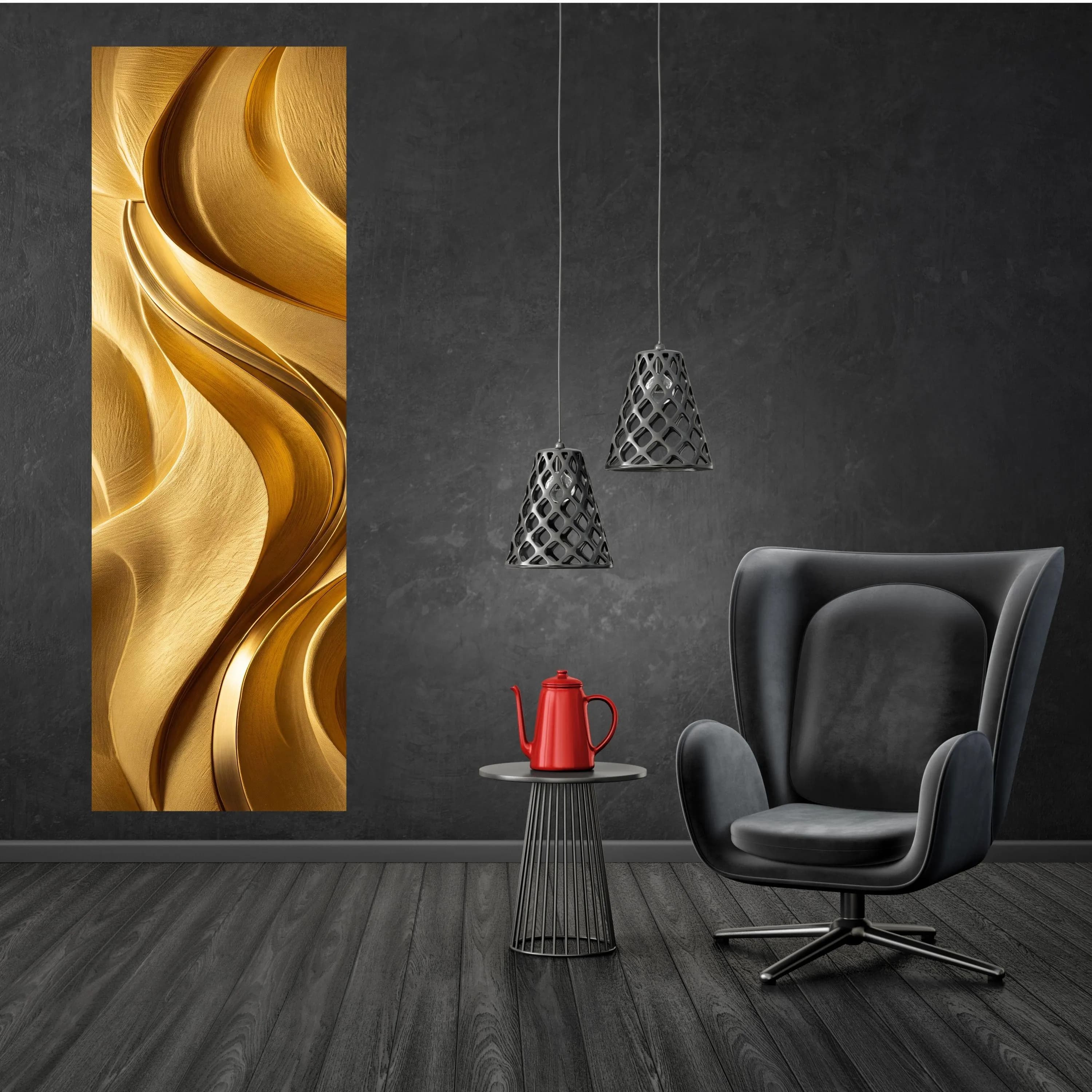 Gold Wave Canvas Wall Art, Abstract Modern Painting, Organic Minimalist Decor, Neutral Luxury Artwork, Elegant Living Room Art