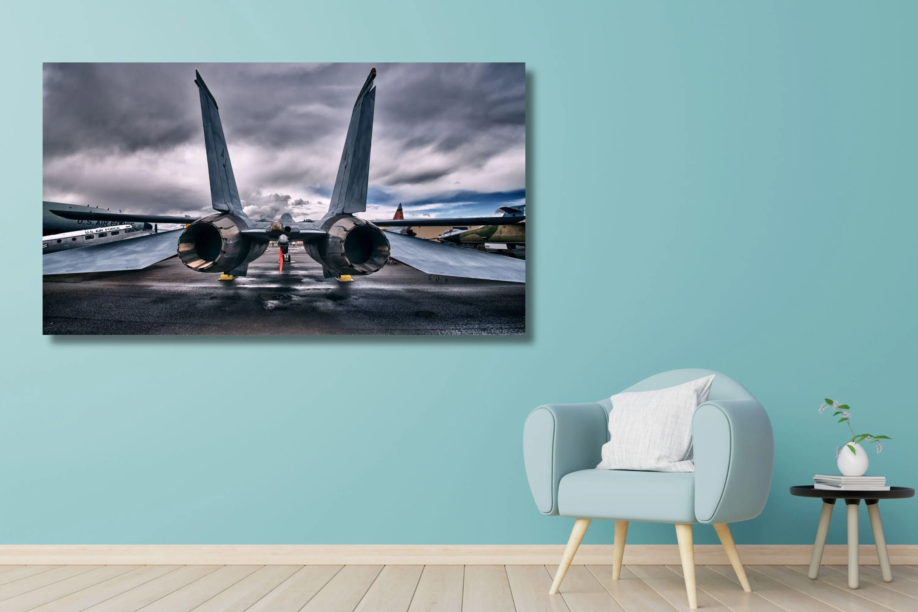 F-22 Fighter Jet Engine Canvas Art Print: Military Aircraft Poster