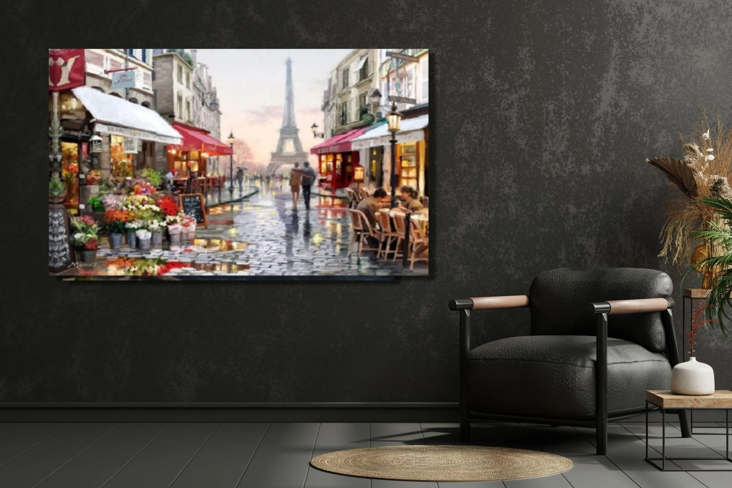 Eiffel Tower Canvas Wall Art: Paris Street Scene Painting - image 5