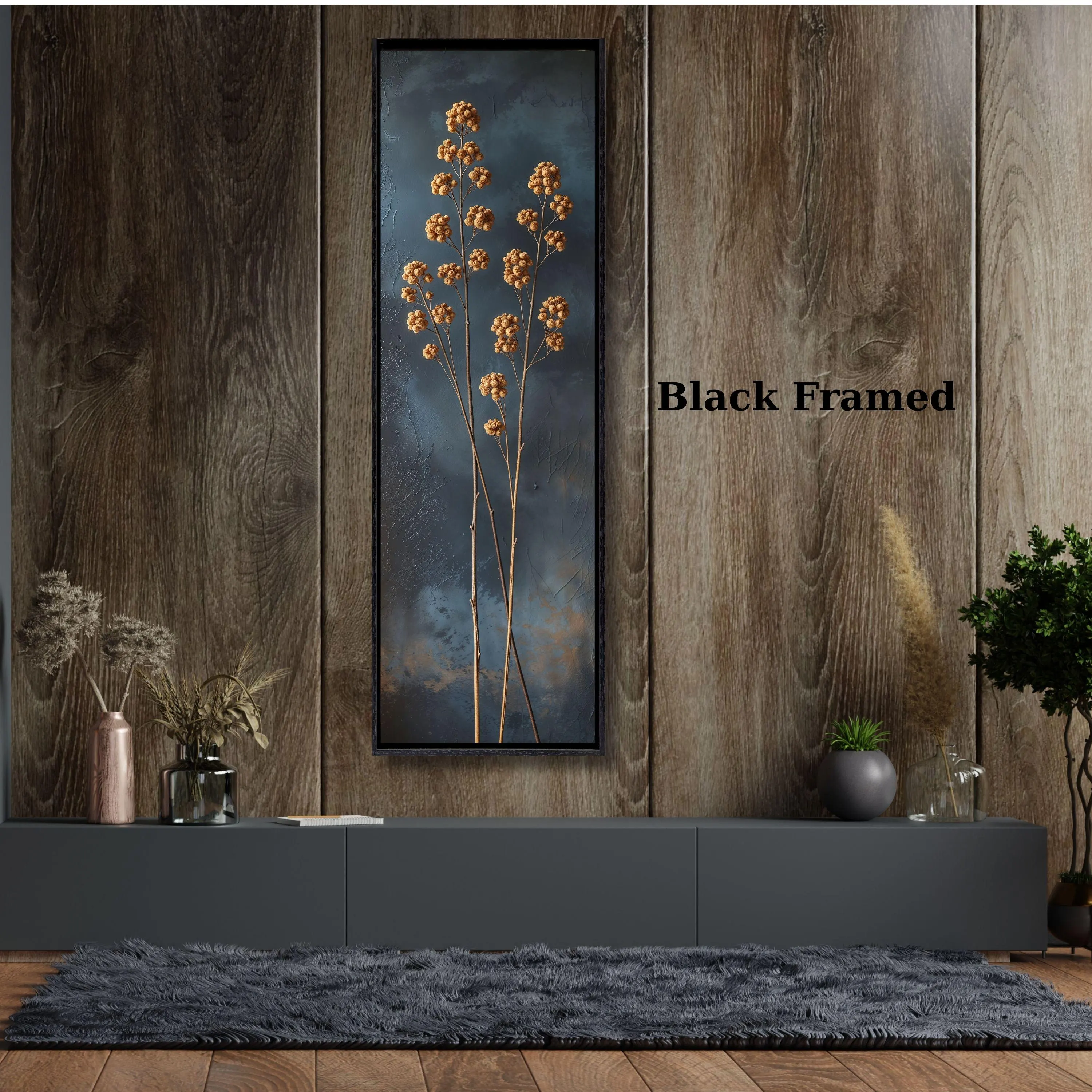 Long Tree Canvas Print: Vertical Minimalist Wall Art,Minimal Botanical Gold Stem Canvas Art/83 - image 3