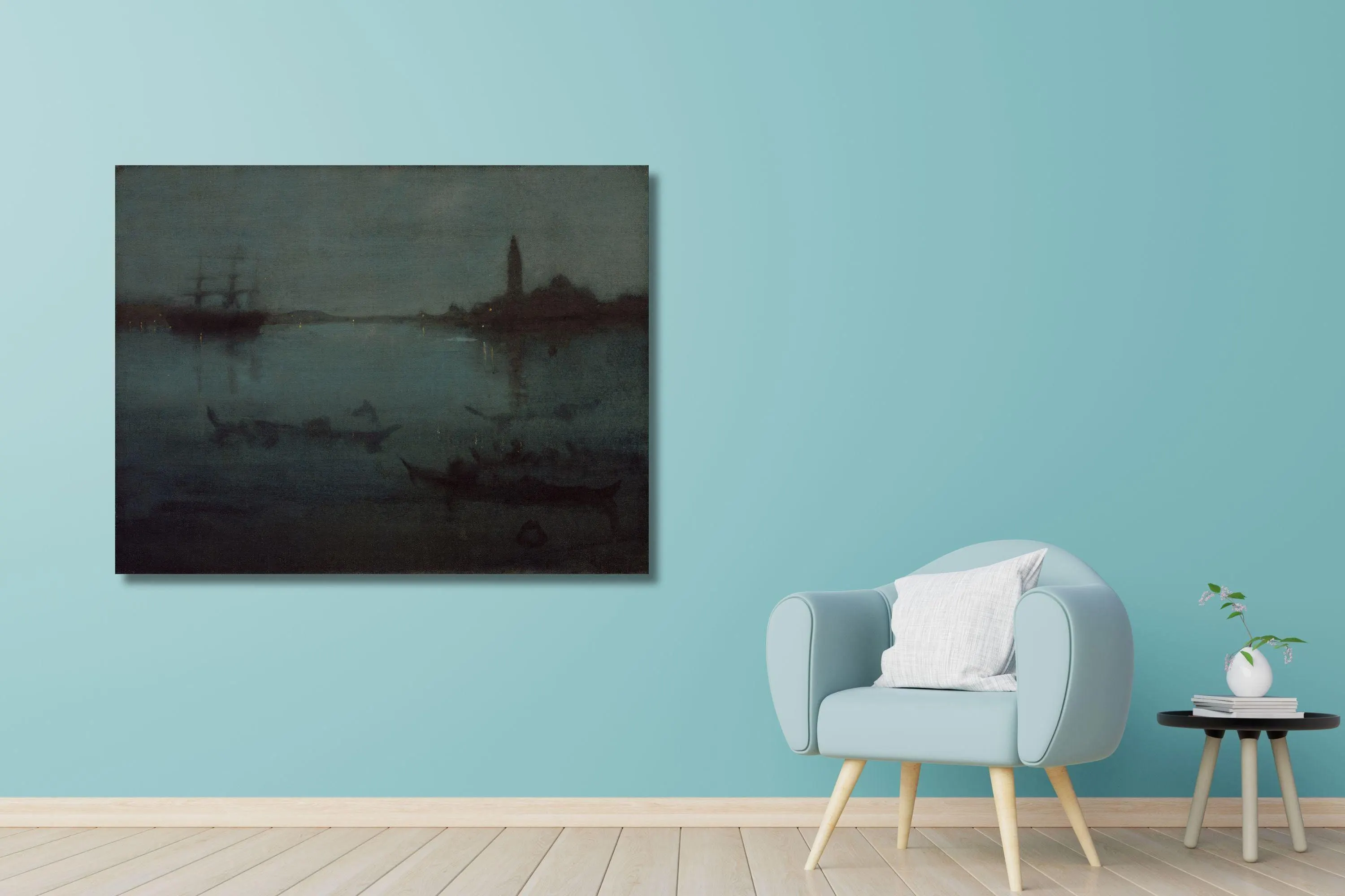 Whistler Nocturne in Blue and Silver Canvas Art Print: Gallery Wrapped or Framed Giclee