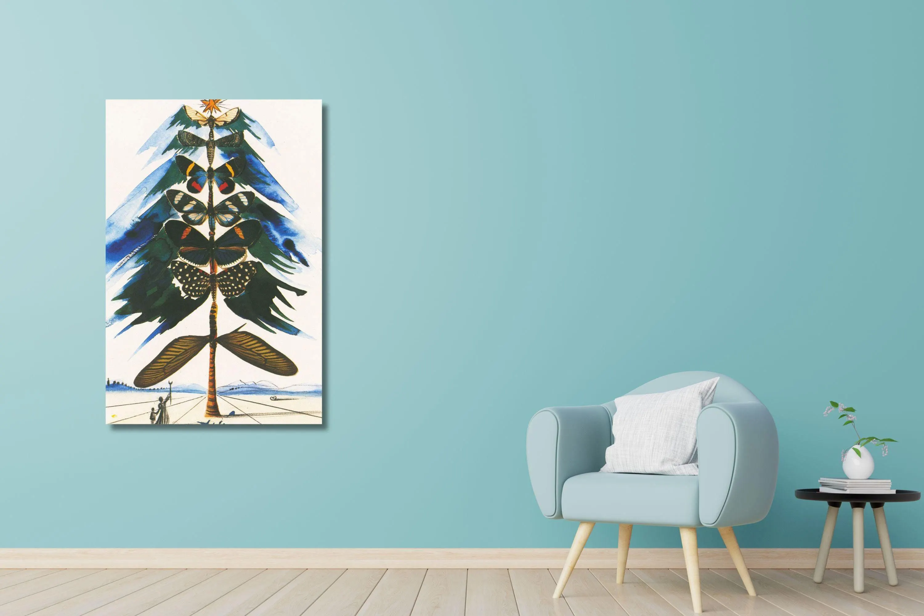 Dali Christmas Tree of Butterflies Art Print: Vintage Hallmark Canvas Poster