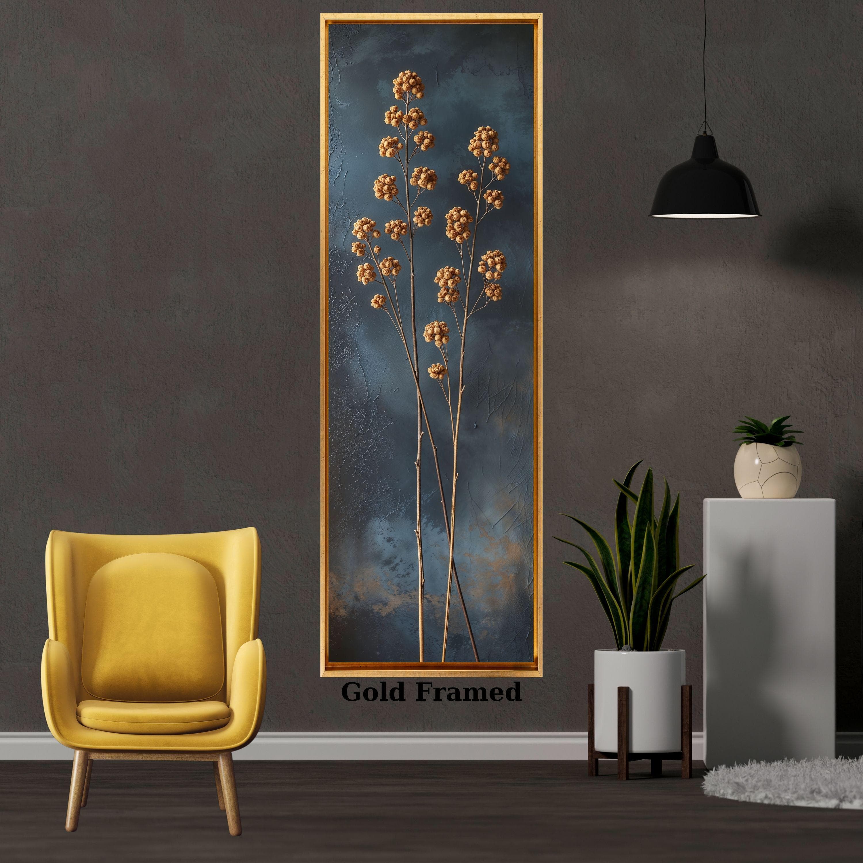 Long Tree Canvas Print: Vertical Minimalist Wall Art,Minimal Botanical Gold Stem Canvas Art/83 - image 4