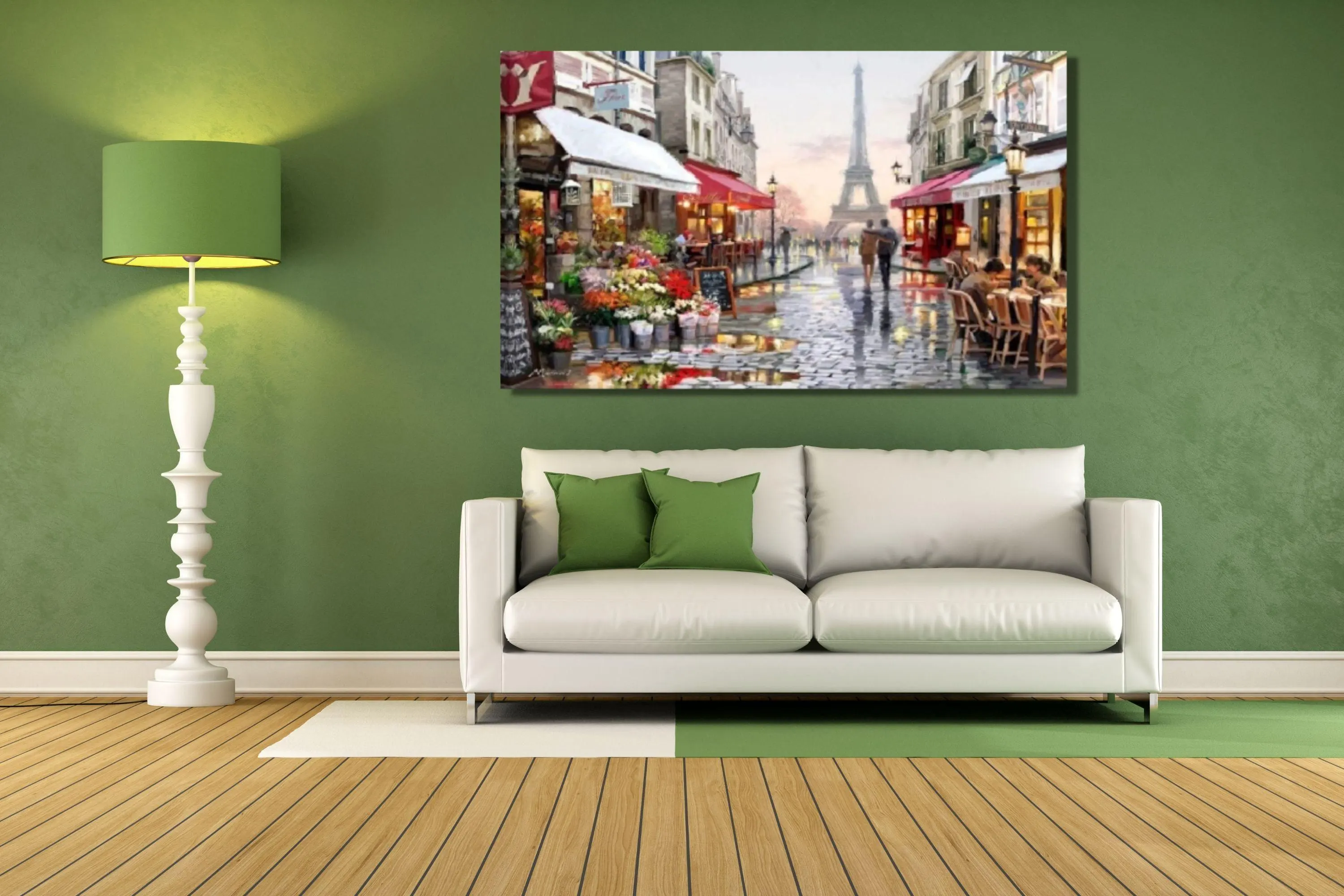 Eiffel Tower Canvas Wall Art: Paris Street Scene Painting - image 4