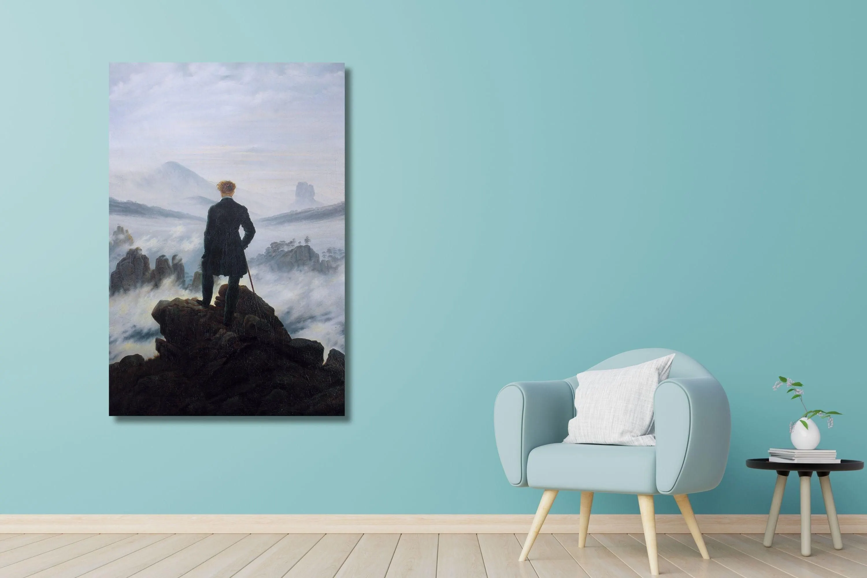 Wanderer Above the Sea of Fog Canvas Print: Caspar David Friedrich Vintage Art