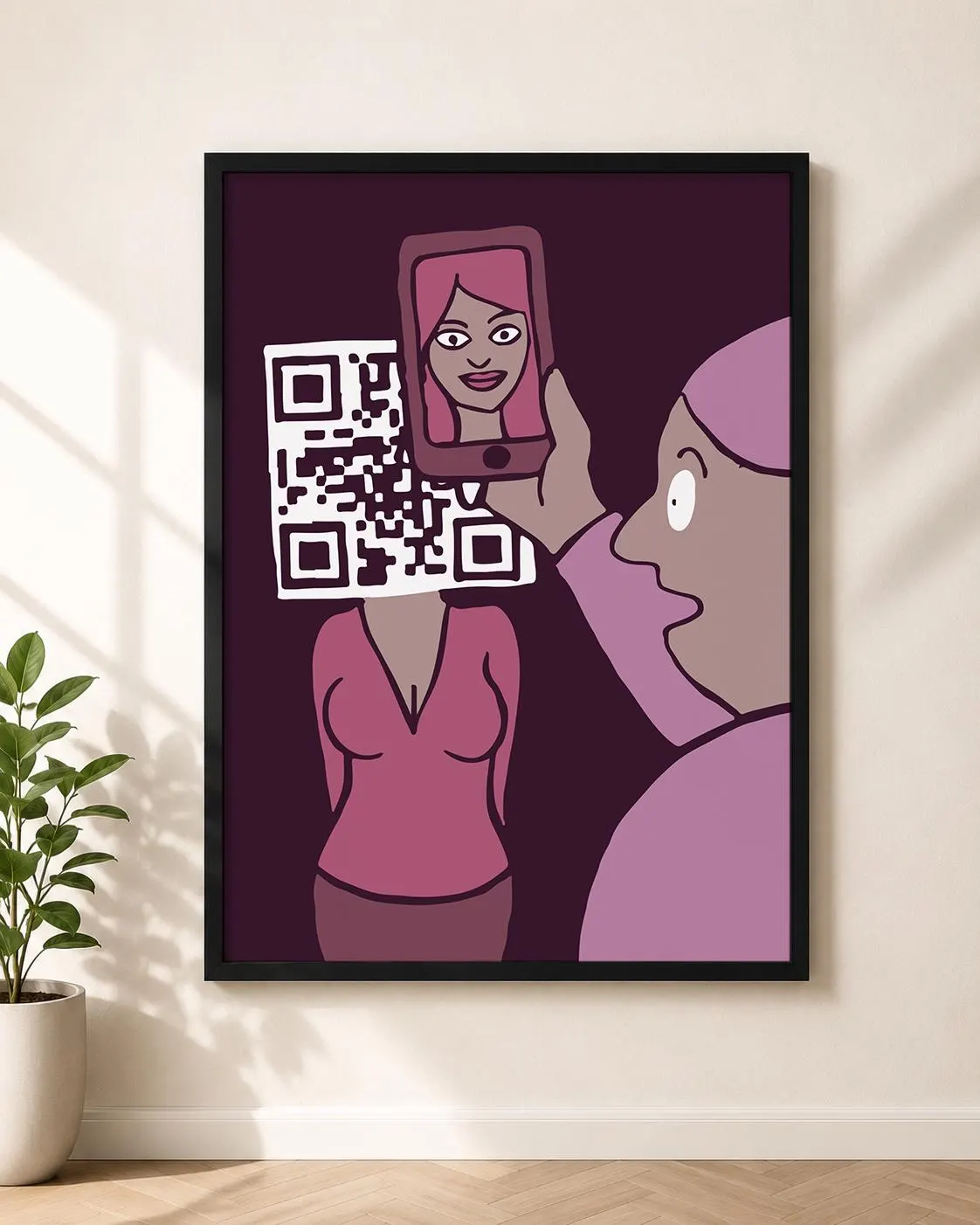 Jean Jullien - QR Code Identity Illustration Print, Digital Age Satire Wall Art, Modern Technology Poster, Digital Download, Gift Idea