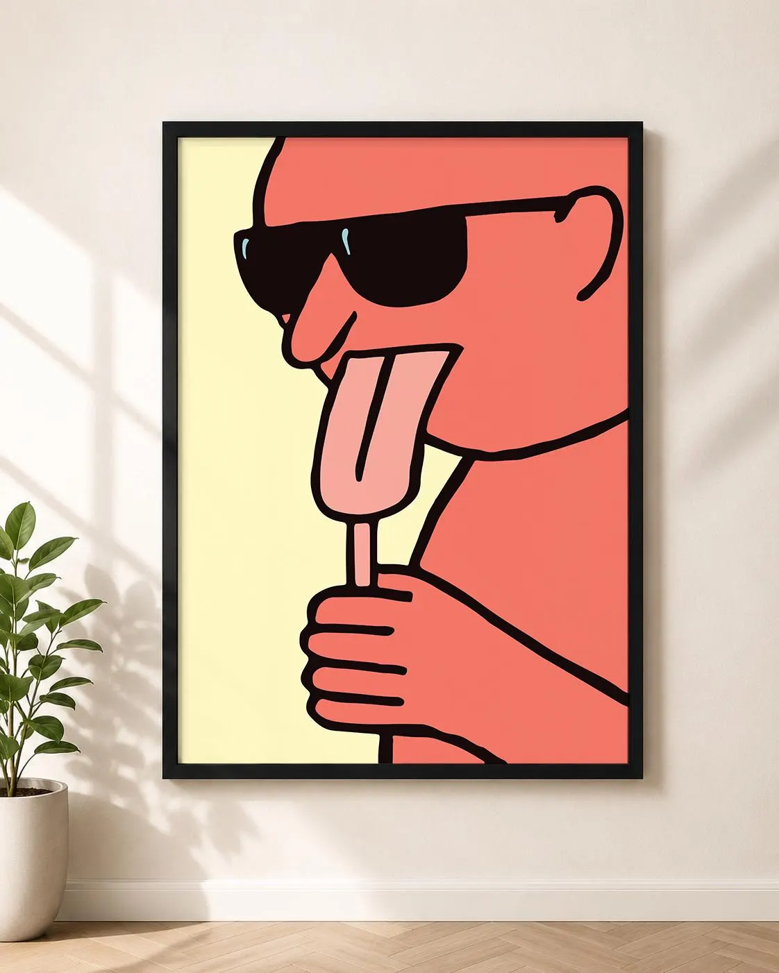 Jean Jullien - Ice Cream Portrait Illustration Print, Humorous Pop Art Character Poster, Contemporary Wall Decor Digital Download