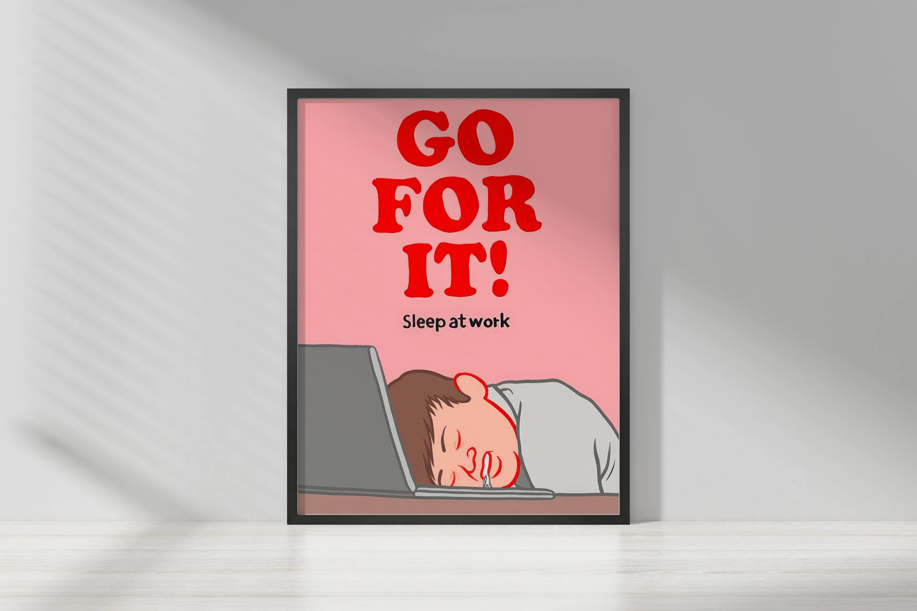 Joan Cornella - Go For It Poster | Dark Humor Work Joke | Sarcastic Office Art | Absurd Cartoon Print | Funny Wall Decor