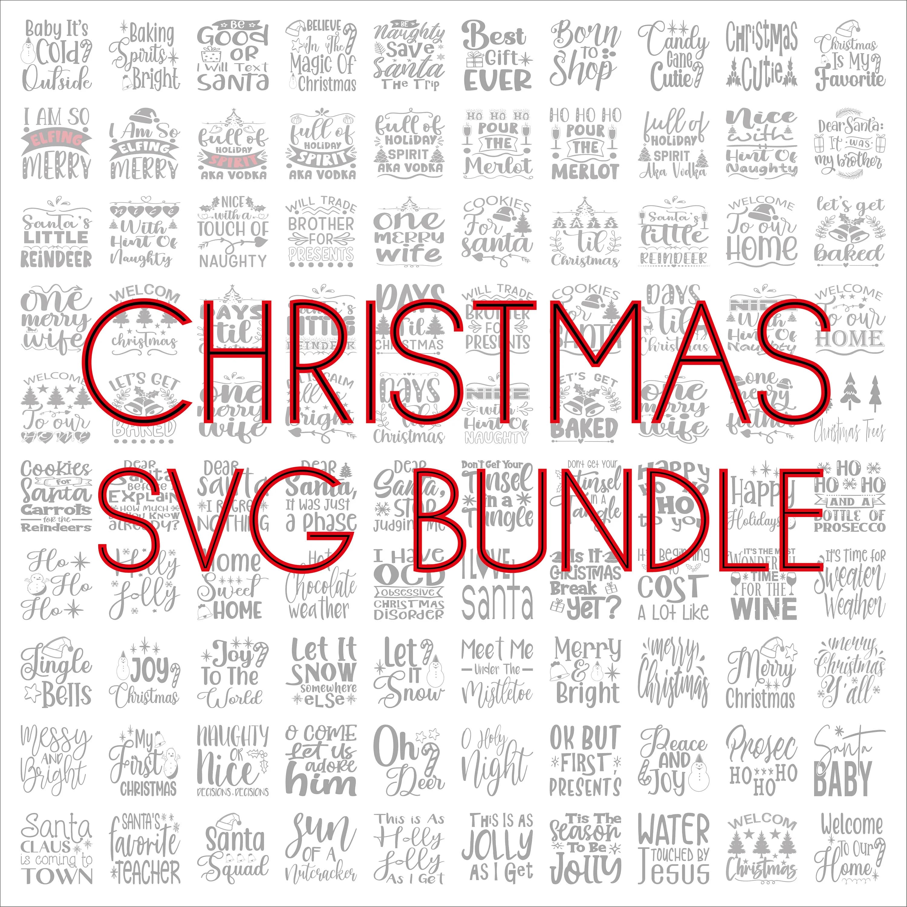 Christmas SVG Bundle, SVG Files for cricut, Digital download, Christmas PNG, 100 Christmas quotes, Cricut cutting files, Merry Christmas