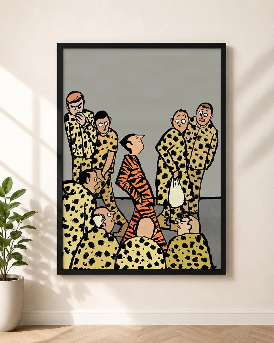 Jean Jullien - Different, Stand Out From The Crowd Poster, Individuality Wall Art, Funny Social Commentary Illustration, Contemporary Decor