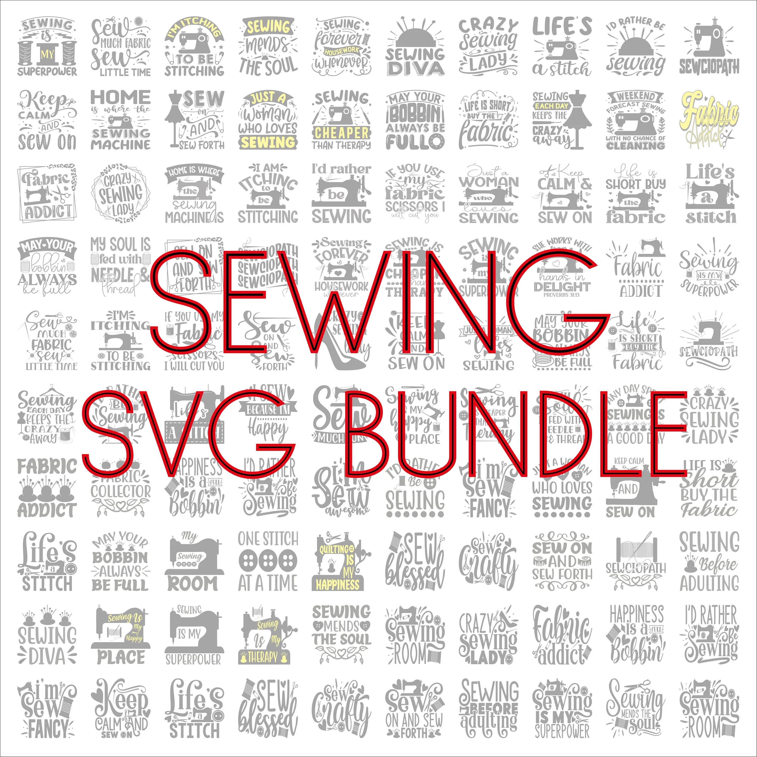 Sewing SVG Bundle, SVG files for cricut, Instant download, 100 Sewing graphics, Sewing PNG, Sewing quotes, Sewing Inspiration
