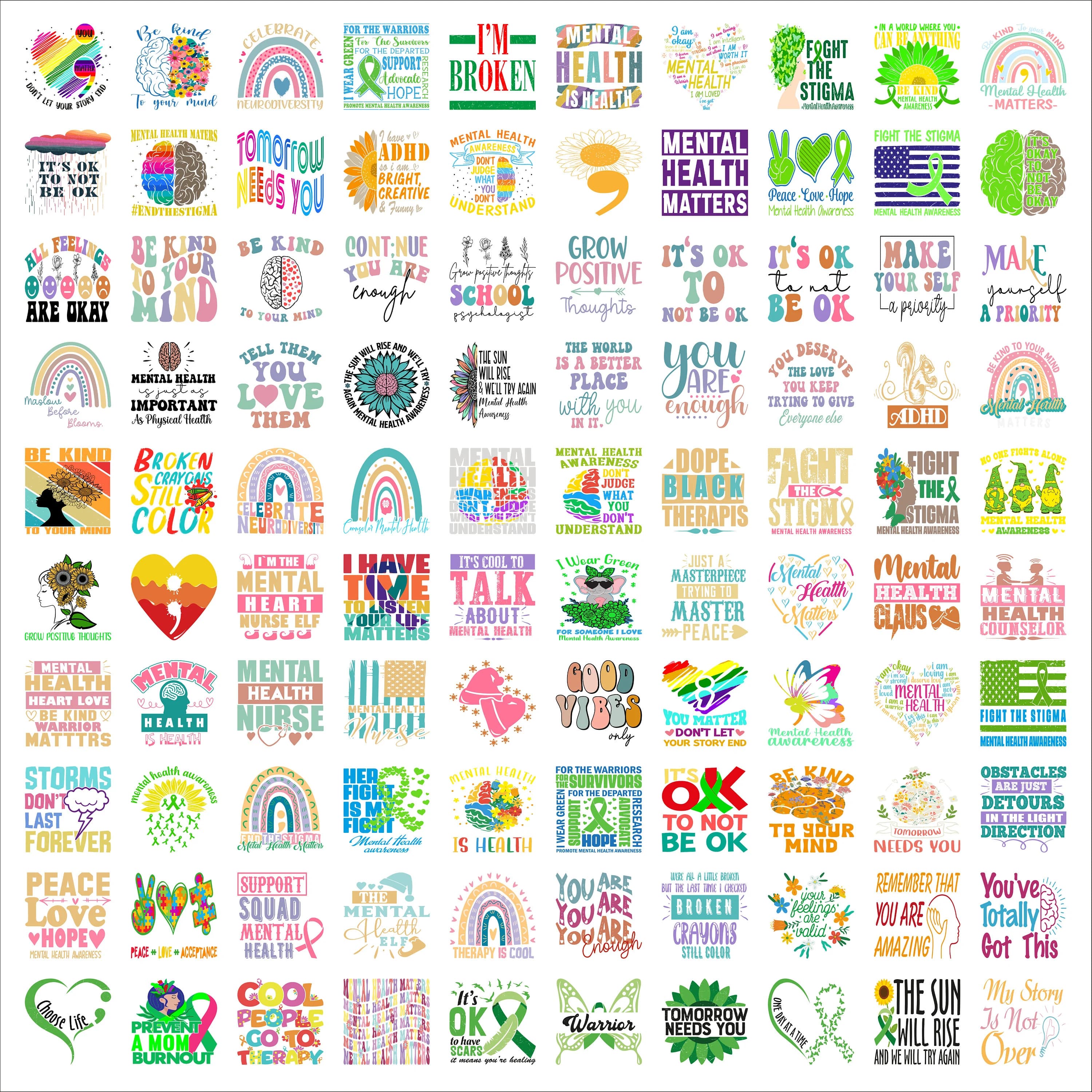 Mental Health SVG Bundle, SVG Files for cricut, Digital download, Mental Health PNG, 100 Mental health graphics, Cricut cutting files - image 3