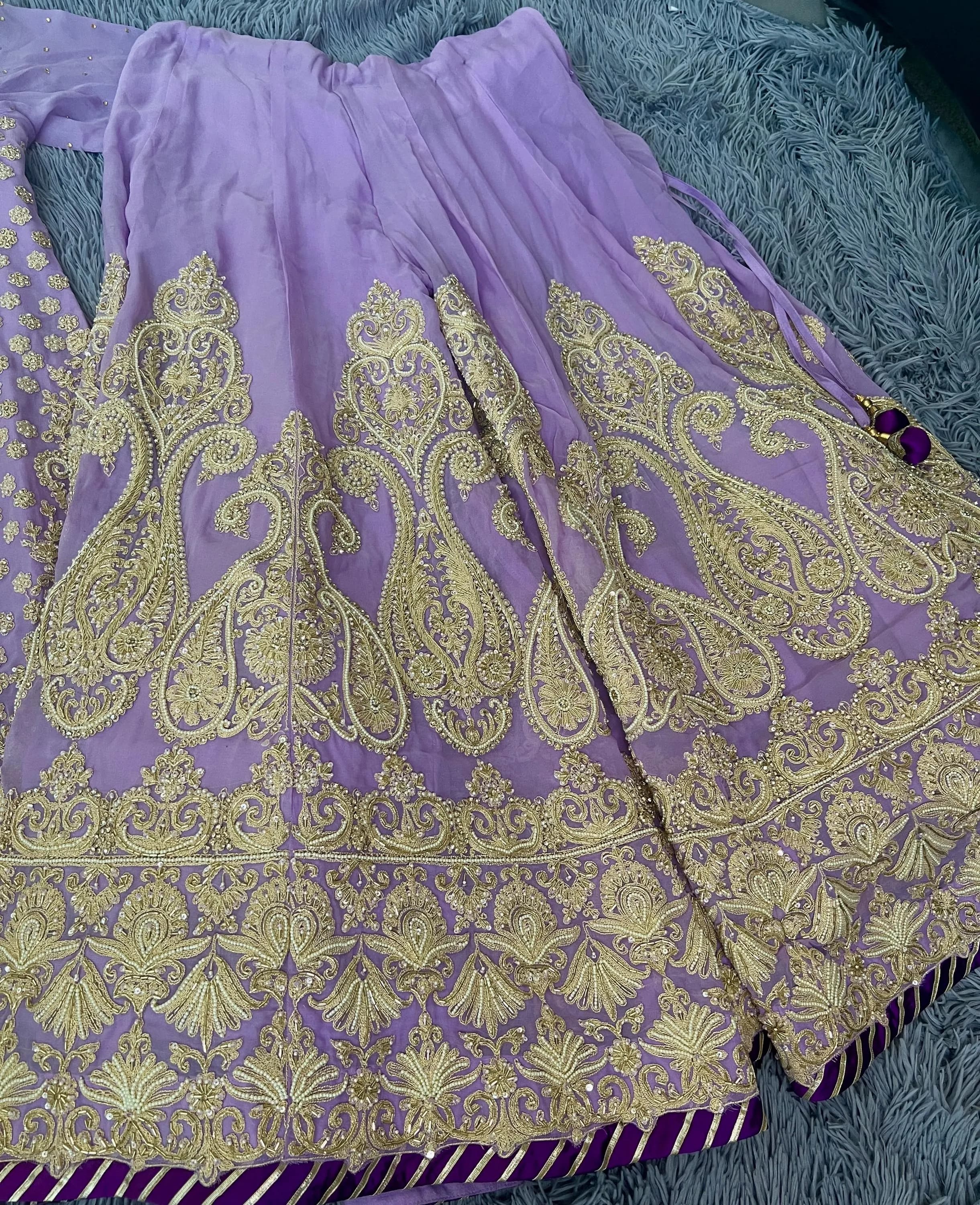 Luxury Lavender Sharara Lehenga Suit for Women | Designer Indian Pakistani Wedding & Reception Outfit - image 5