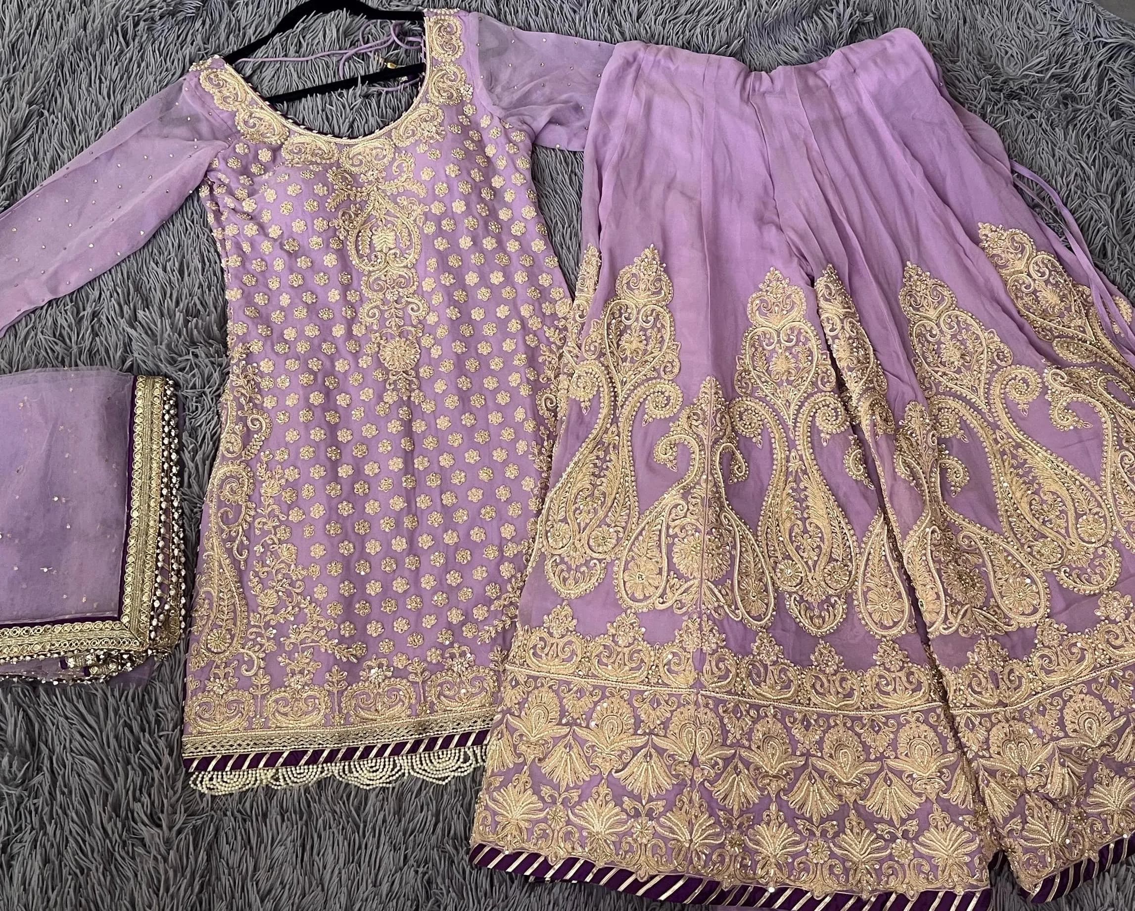 Luxury Lavender Sharara Lehenga Suit for Women | Designer Indian Pakistani Wedding & Reception Outfit - image 3