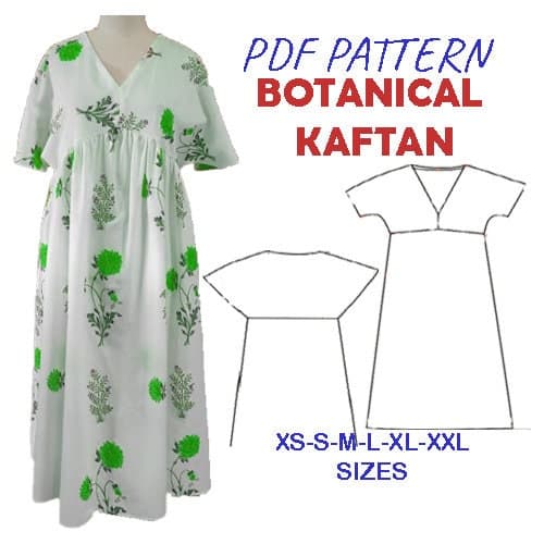 Pdf swing pattern  hindu kaftan / Caftan Drafting and Step By Step Couture Instructions / Maxi Dress Pattern Making / PDF Tutorial