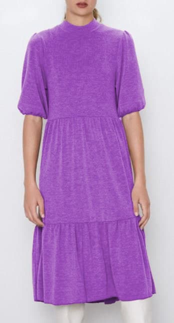 The Cozette Midi Winter dress with high collar and short sleeves. Ruffled hem Digital PDF Sewing Pattern // SIZE S-M-L-XL - image 4