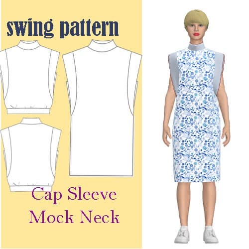 Cap Sleeve Mock Neck Top& dress  Digital PDF Sewing Pattern /US Size XS-L / summer dress /Instant Download with 4 Printable Sizes