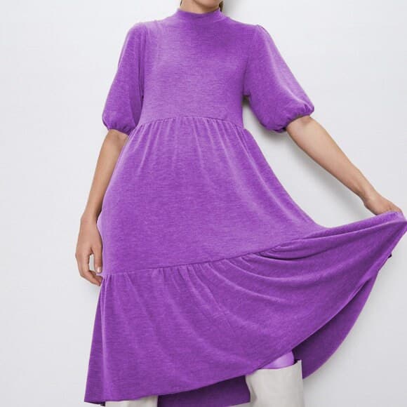 The Cozette Midi Winter dress with high collar and short sleeves. Ruffled hem Digital PDF Sewing Pattern // SIZE S-M-L-XL - image 3