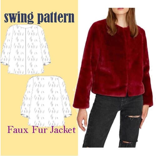 The Cozette Faux Fur Jacket | 3 SIZES S-M-L| PDF Sewing pattern/Winter Coat Sewing Pattern