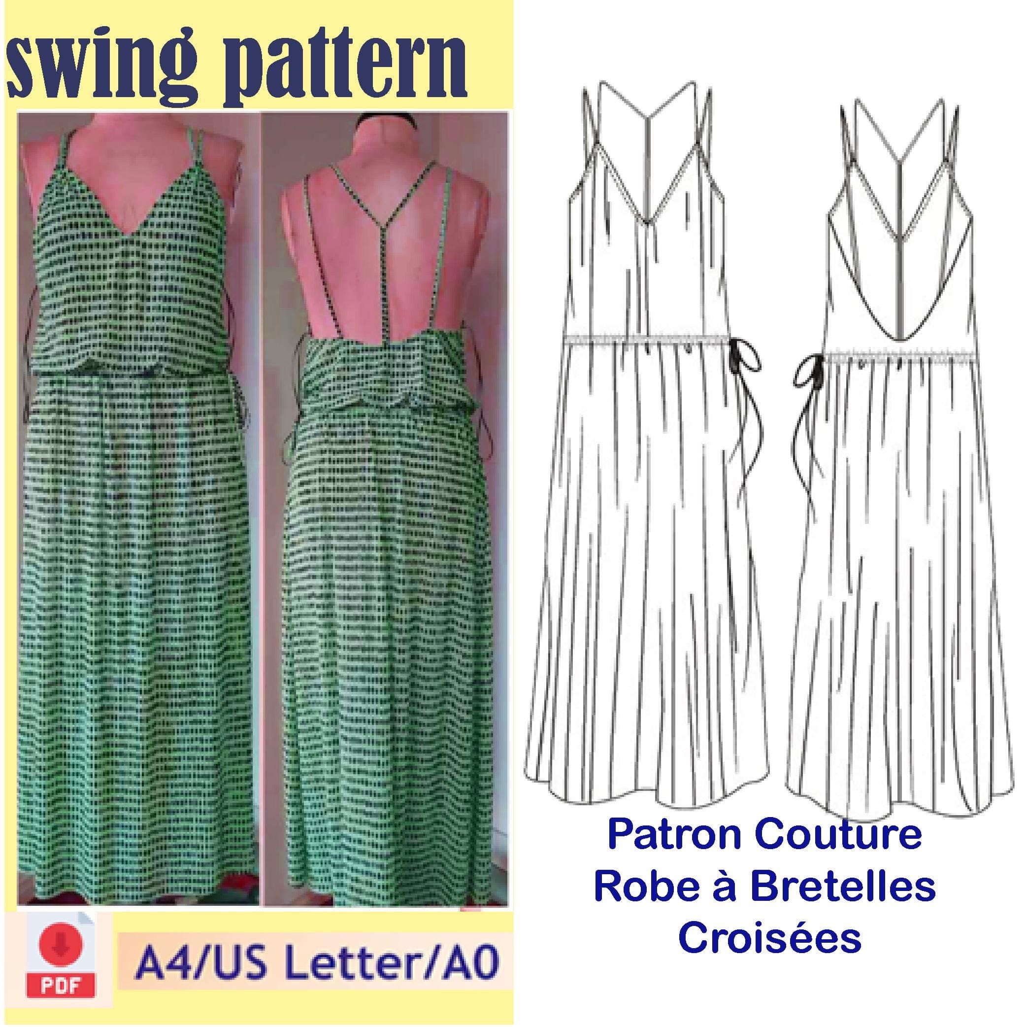 Patron Couture Robe à Bretelles Croisées – Débutant à Intermédiaire/Robe d'Été DIY/Taille S -M-L/Cousez votre Robe Bohème – Patron PDF
