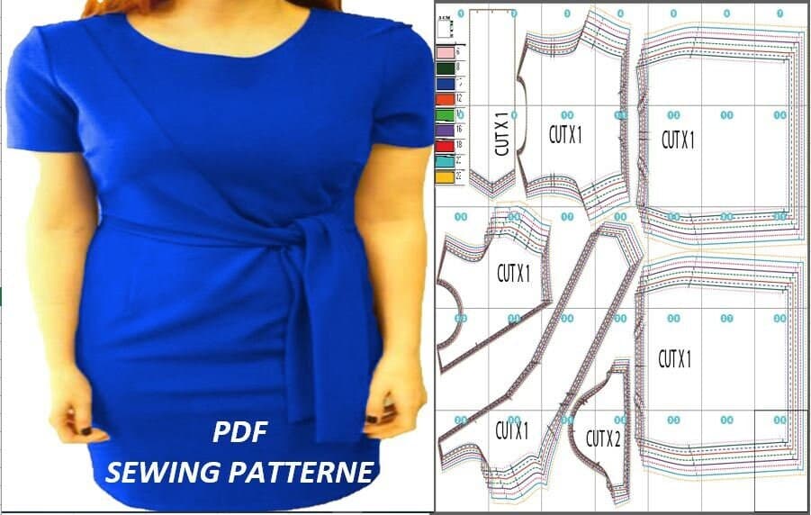 PDF Side Tie dress Sewing Pattern | Digital PDF Sewing Pattern | Instant DownloadSizes 6-8-10-12-14-16-18-20-22 | Trendy diy dress