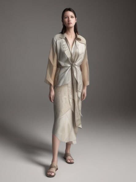 pdf swing Regular fit maxi dress with belted shirt collar/Taille S-M-L/summer dress - image 3